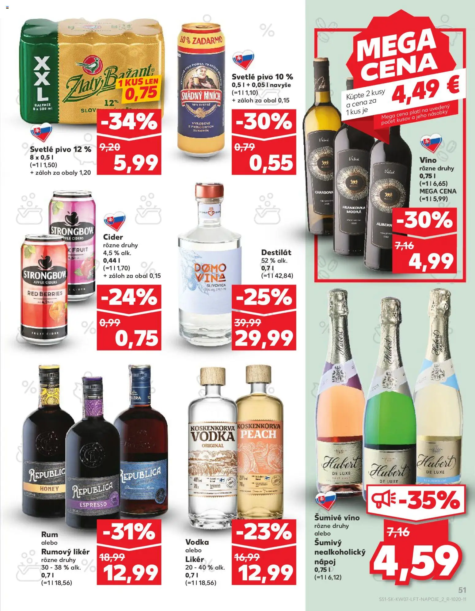 Nové Kaufland akcie – leták je platný od 12.02.2026 | Strana: 51 | Produkty: Víno, Slivovica, Smädný Mních, Vodka