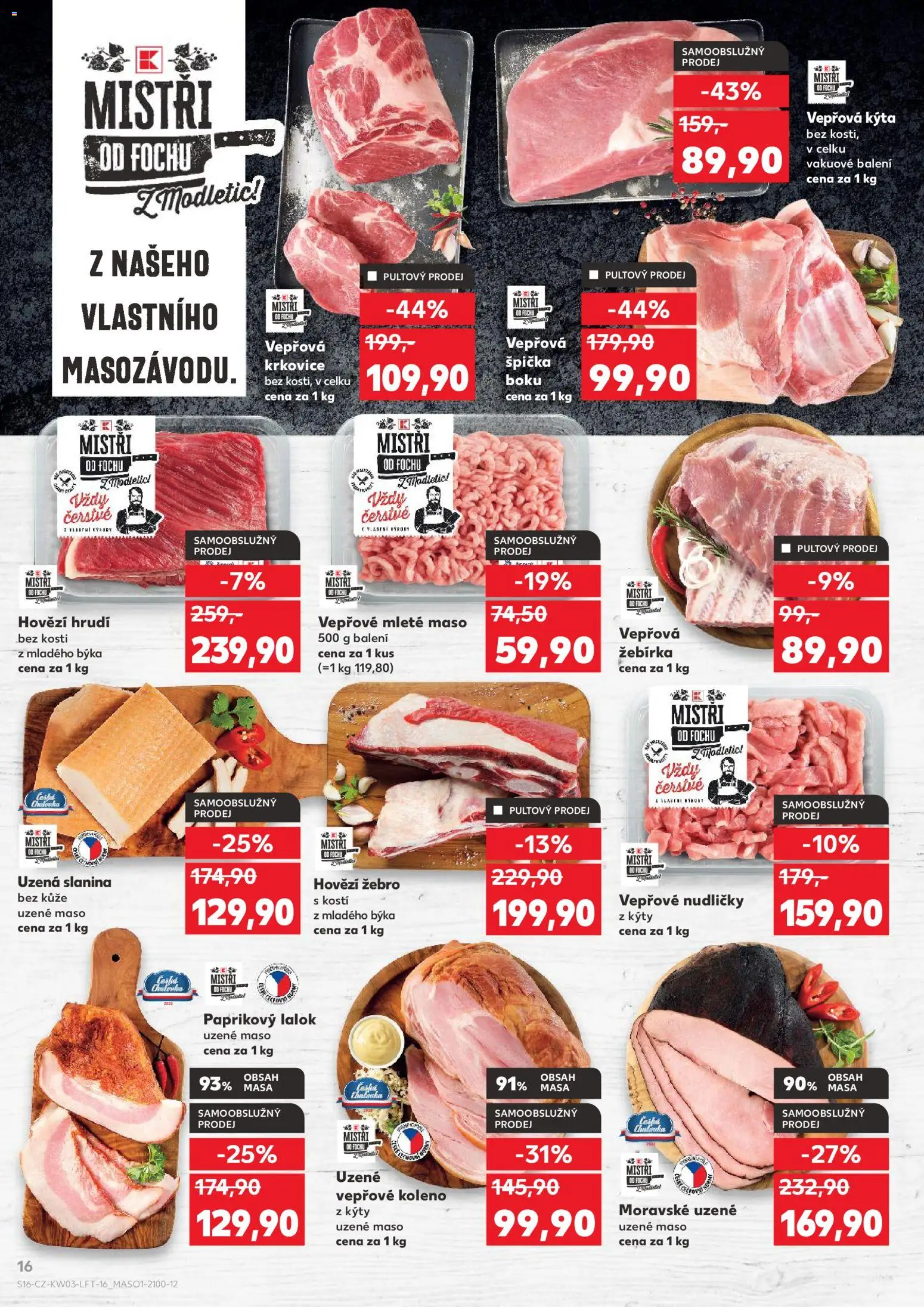 Kaufland leták - Liberec od 14.01.2026 | Strana: 16 | Produkty: Hovězí, Mleté maso, Moravské uzené, Maso