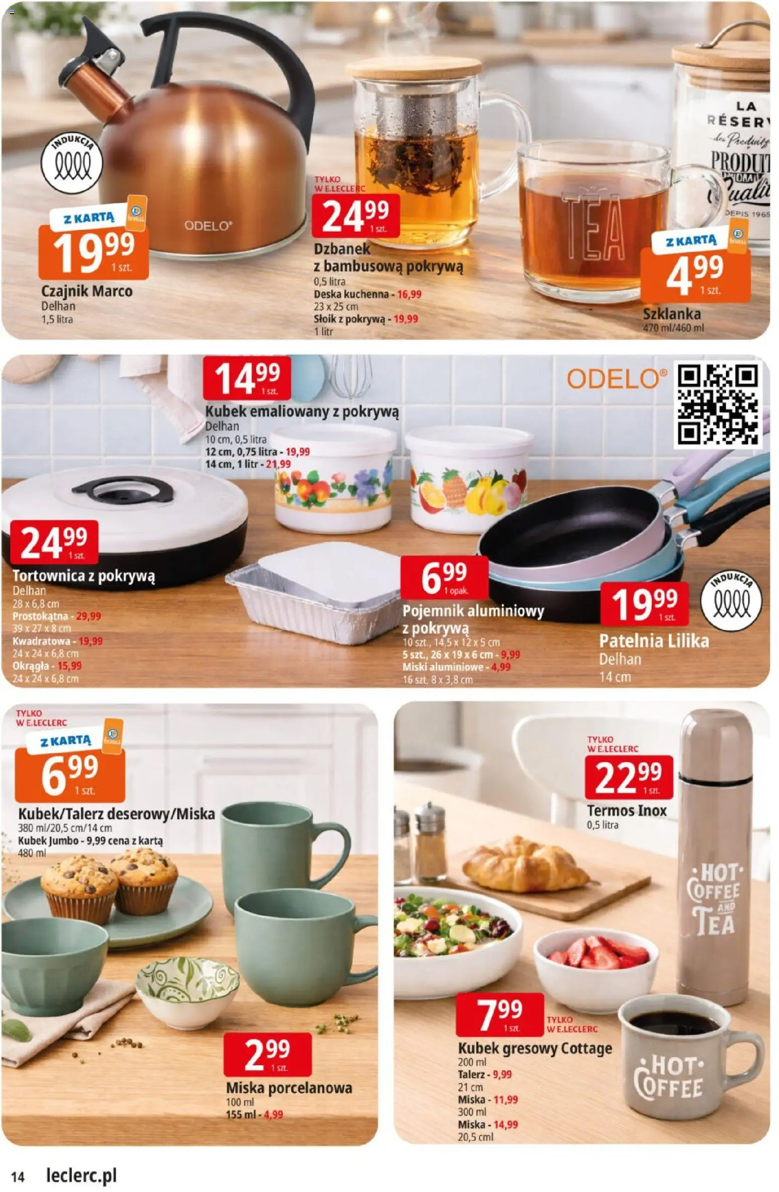 E.Leclerc gazetka od 10.03.2026 | Strona: 14 | Produkty: Szklanka, Karta, Czajnik, Patelnia