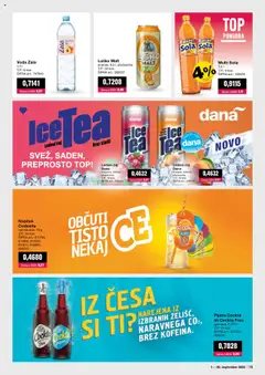 Novi Mercator katalog ponudbe – veljaven od 01.09.2025 | Stran: 15 | Izdelki: Kos, Ledeni čaj, Caj, Voda