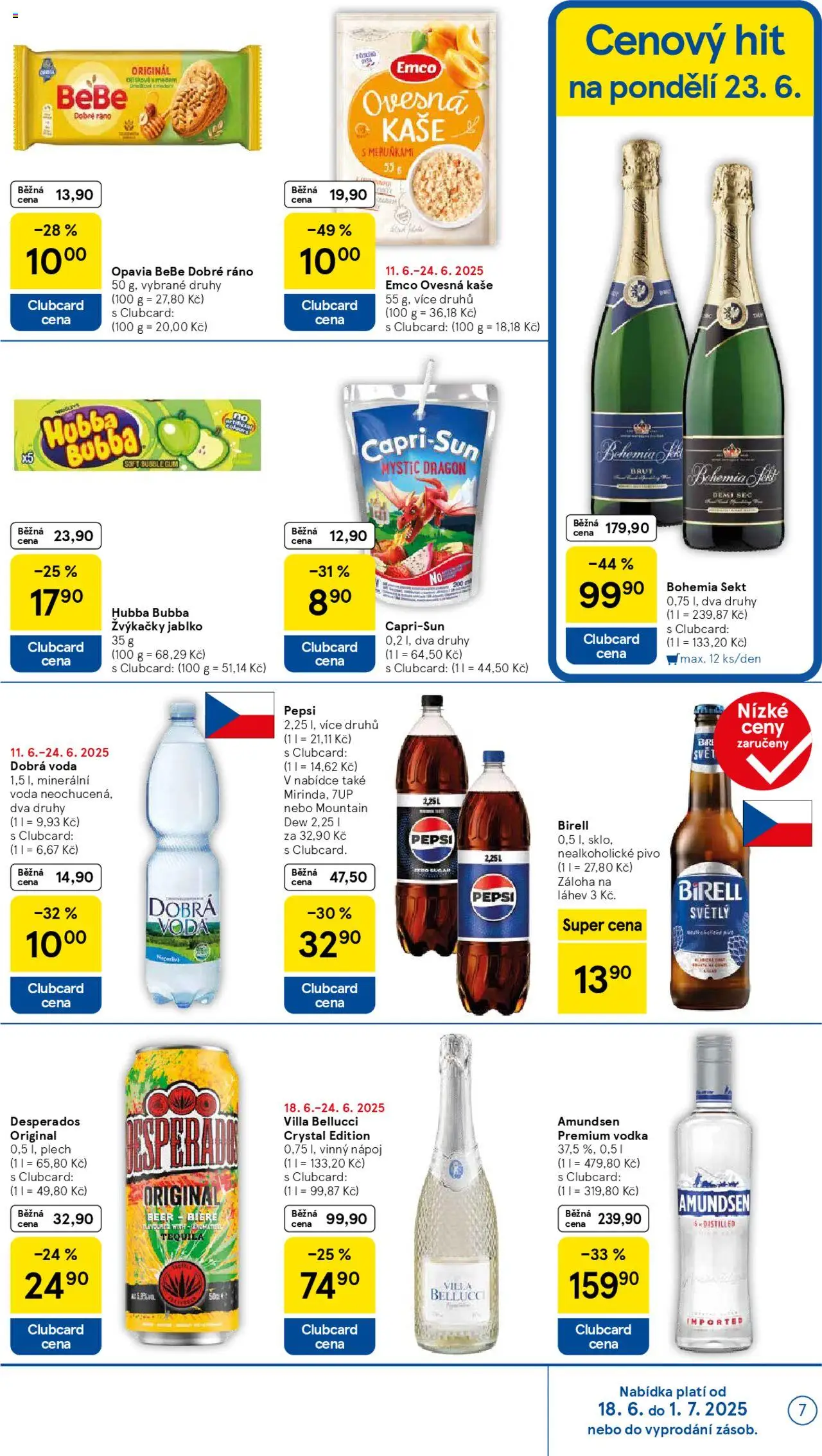 Tesco leták - Supermarket od 18.06.2025 | Strana: 7 | Produkty: Bohemia sekt, Vodka, Desperados, Minerální voda