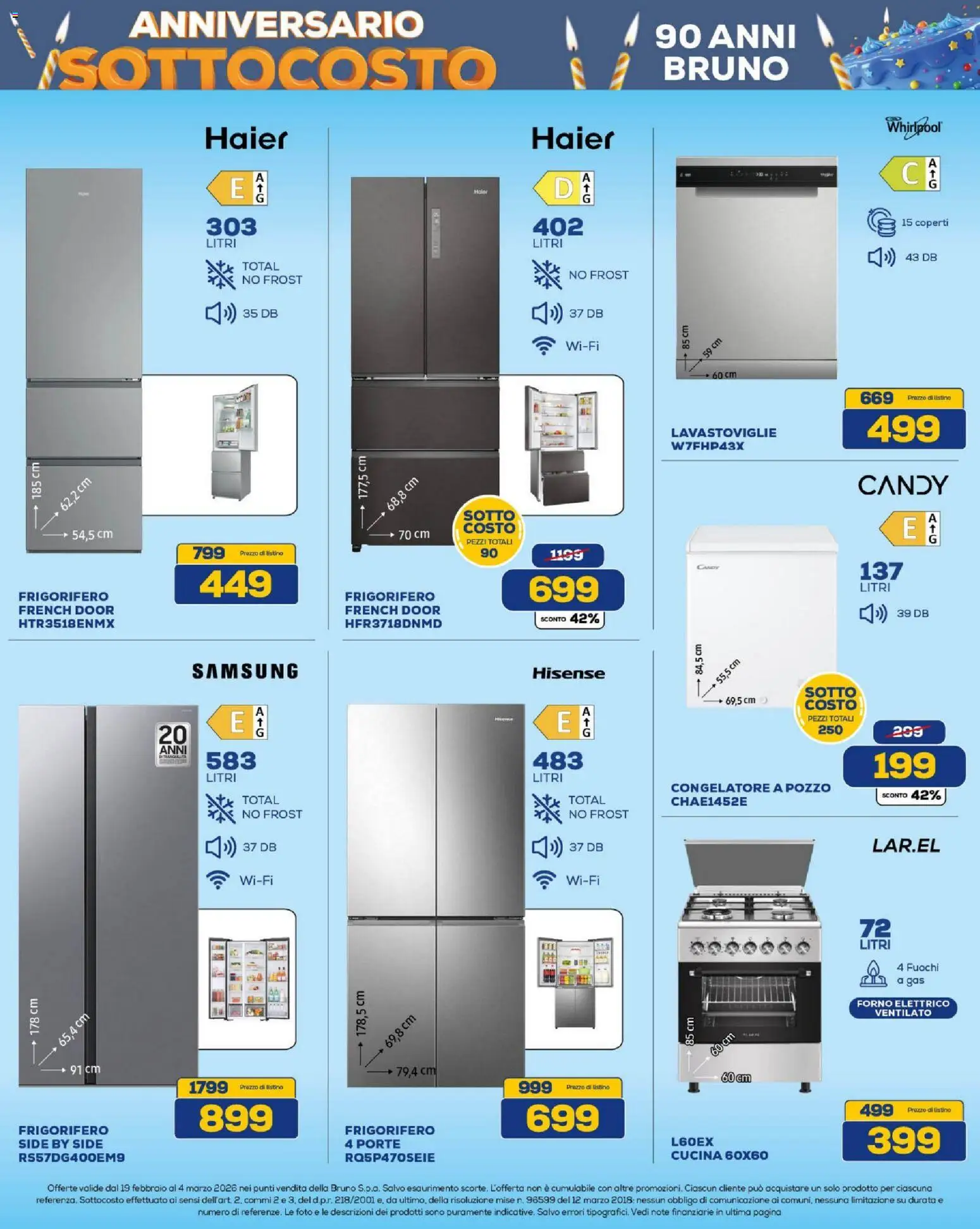 Volantino BRUNO del 19.02.2026 | Pagina: 19 | Prodotti: Lavastoviglie, Congelatore, Forno, Samsung