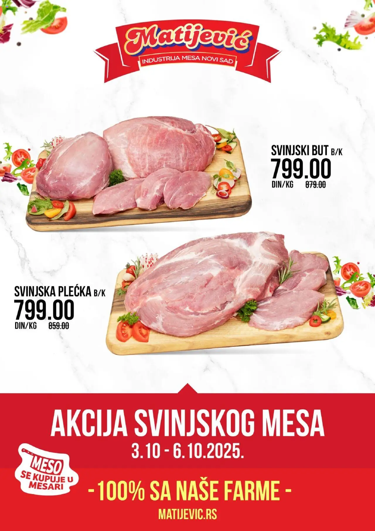 Matijevic katalog - važi od 03.10.2025 | Strana: 1 | Proizvode: Svinjski but, Svinjska plećka