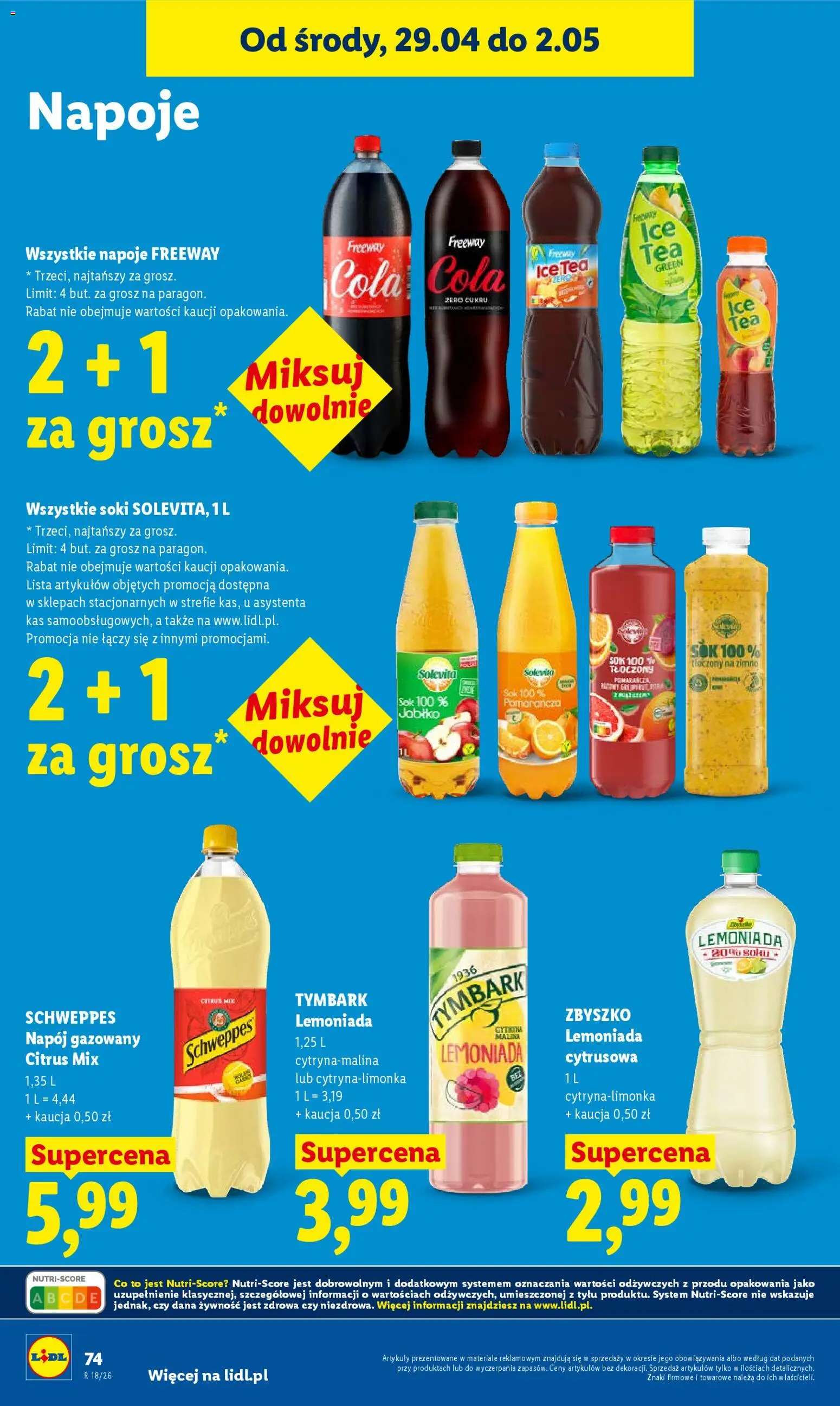 Lidl gazetka od 29.04.2026 | Strona: 74 | Produkty: Cytryna, Malina, Ice Tea, Soki