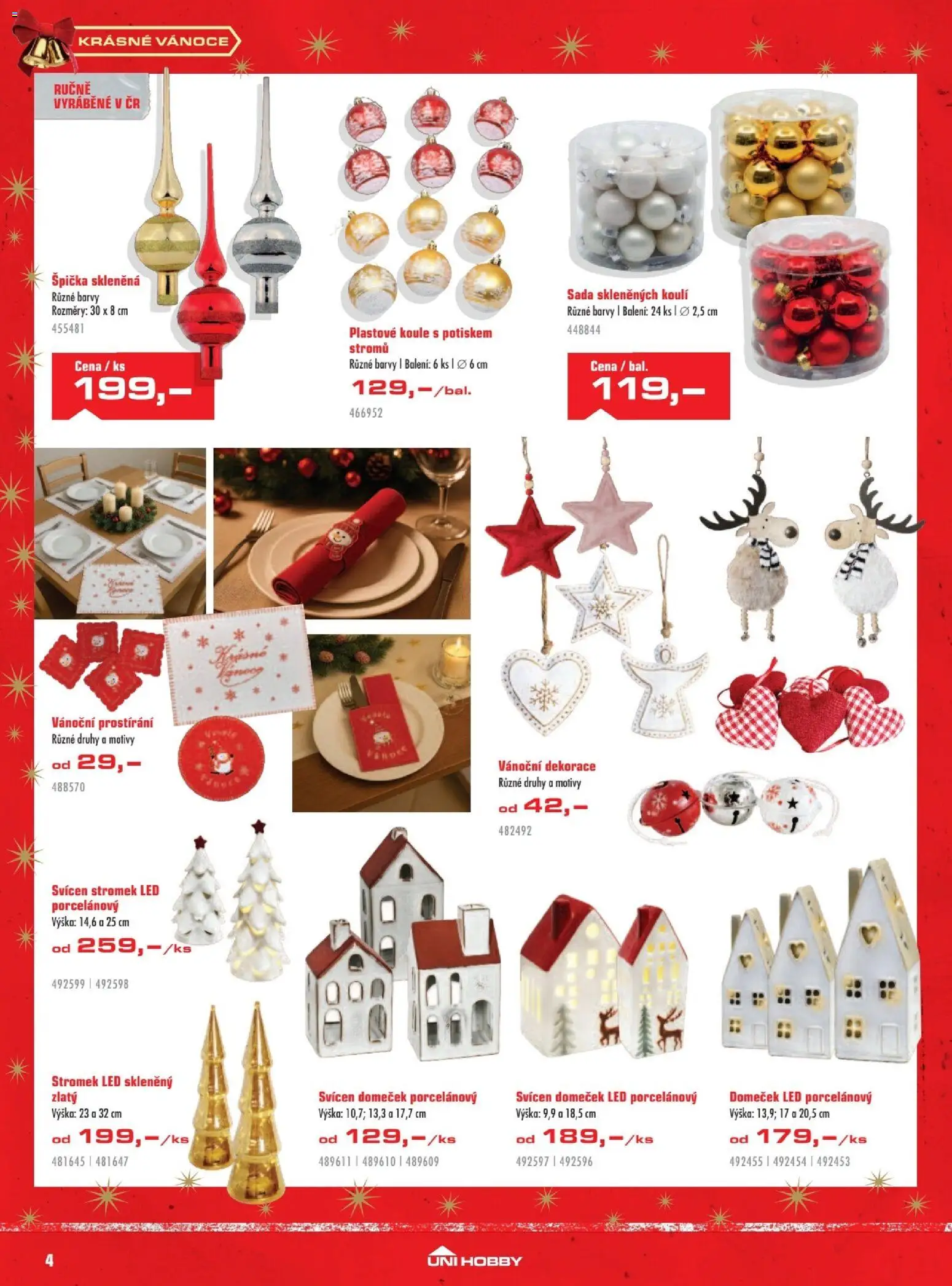 Uni Hobby leták od 27.11.2025 | Strana: 4 | Produkty: Prostírání, Svícen, LED, Dekorace