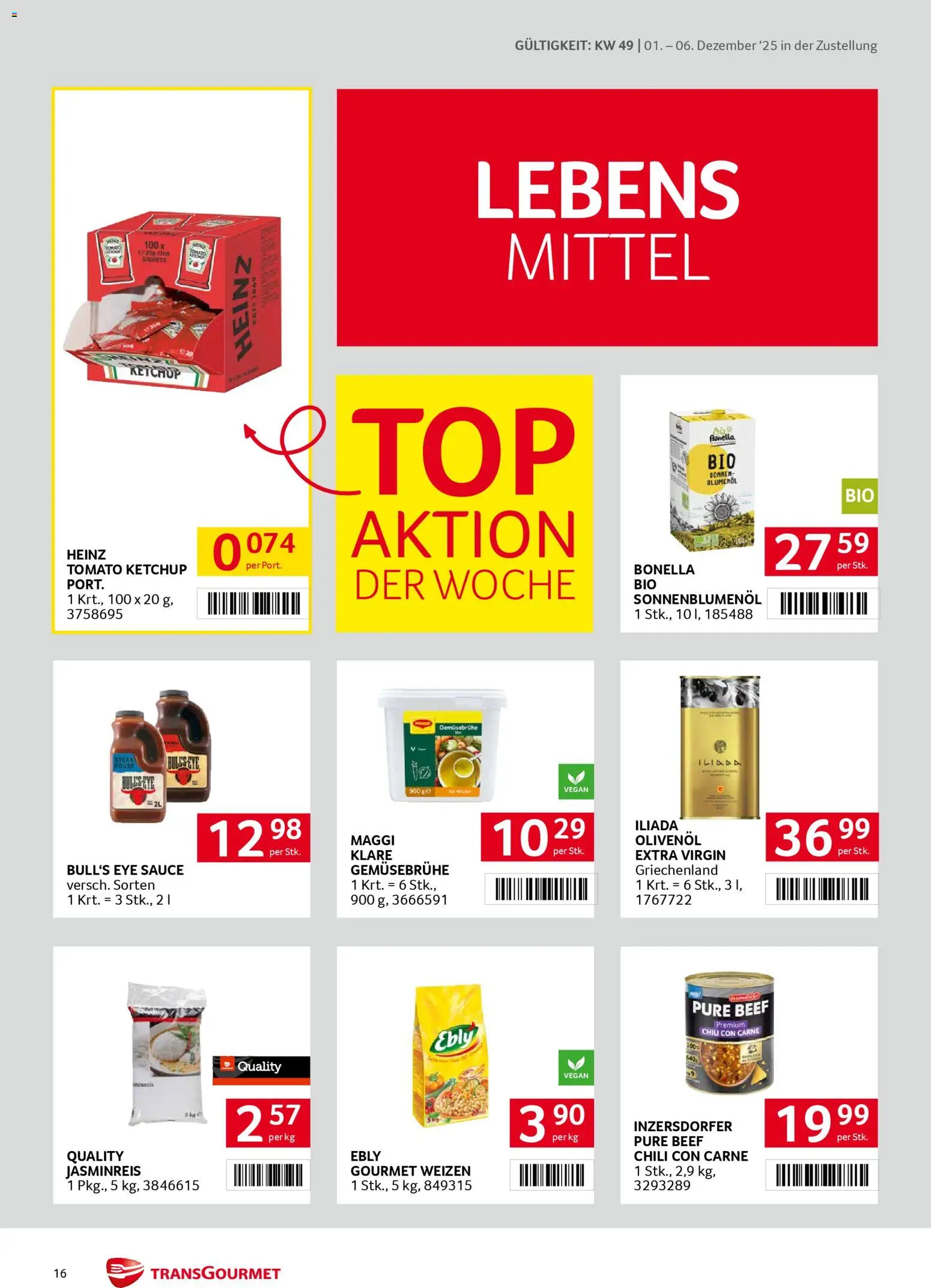 Transgourmet Zustellaktion gültig ab 01.12.2025 | Seite: 16 | Produkte: Ketchup, Chili