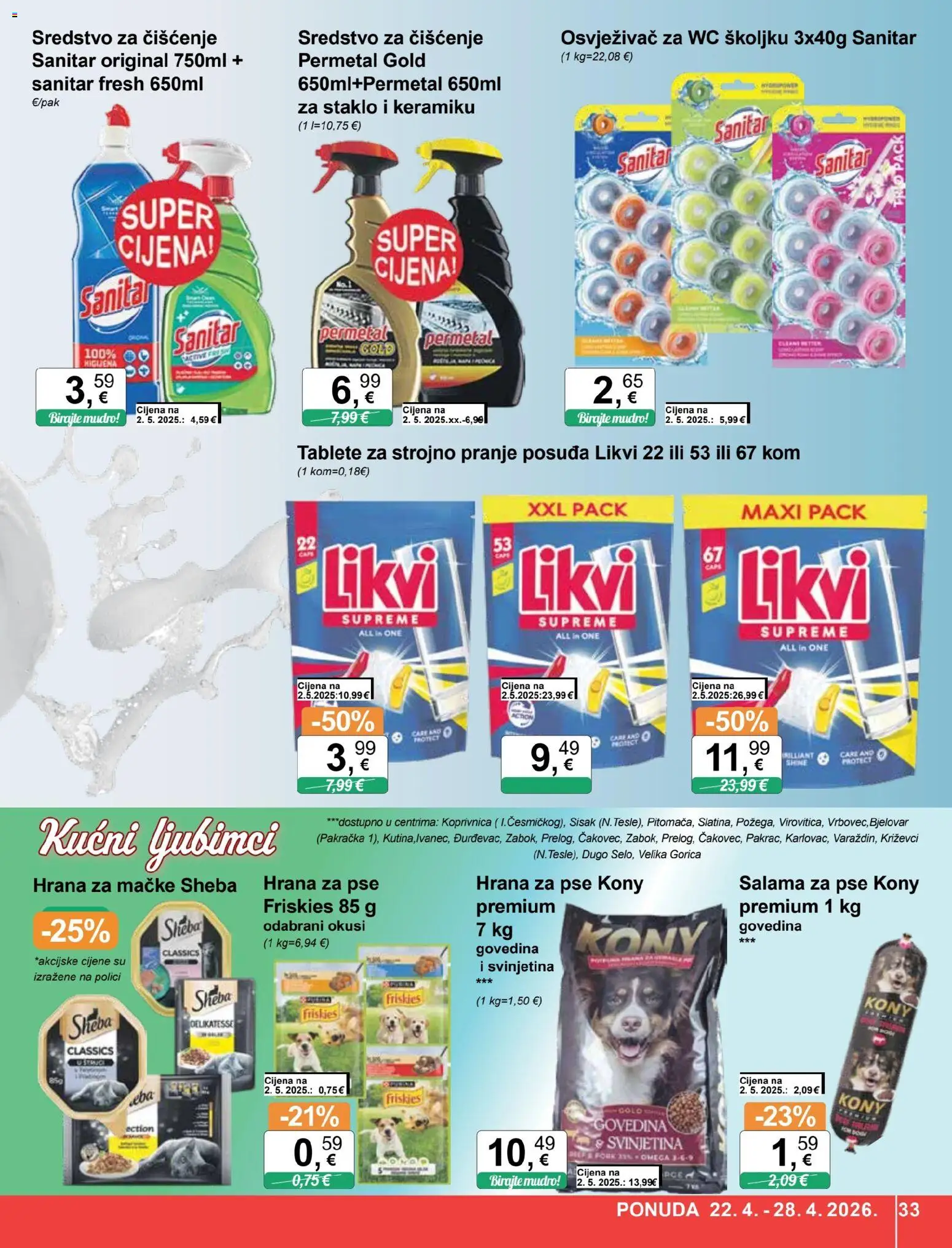 KTC katalog | vrijedi od 22.04.2026 | Stranica: 33 | Proizvodi: Salama, Svinjetina, Hrana za pse, Hrana za mačke