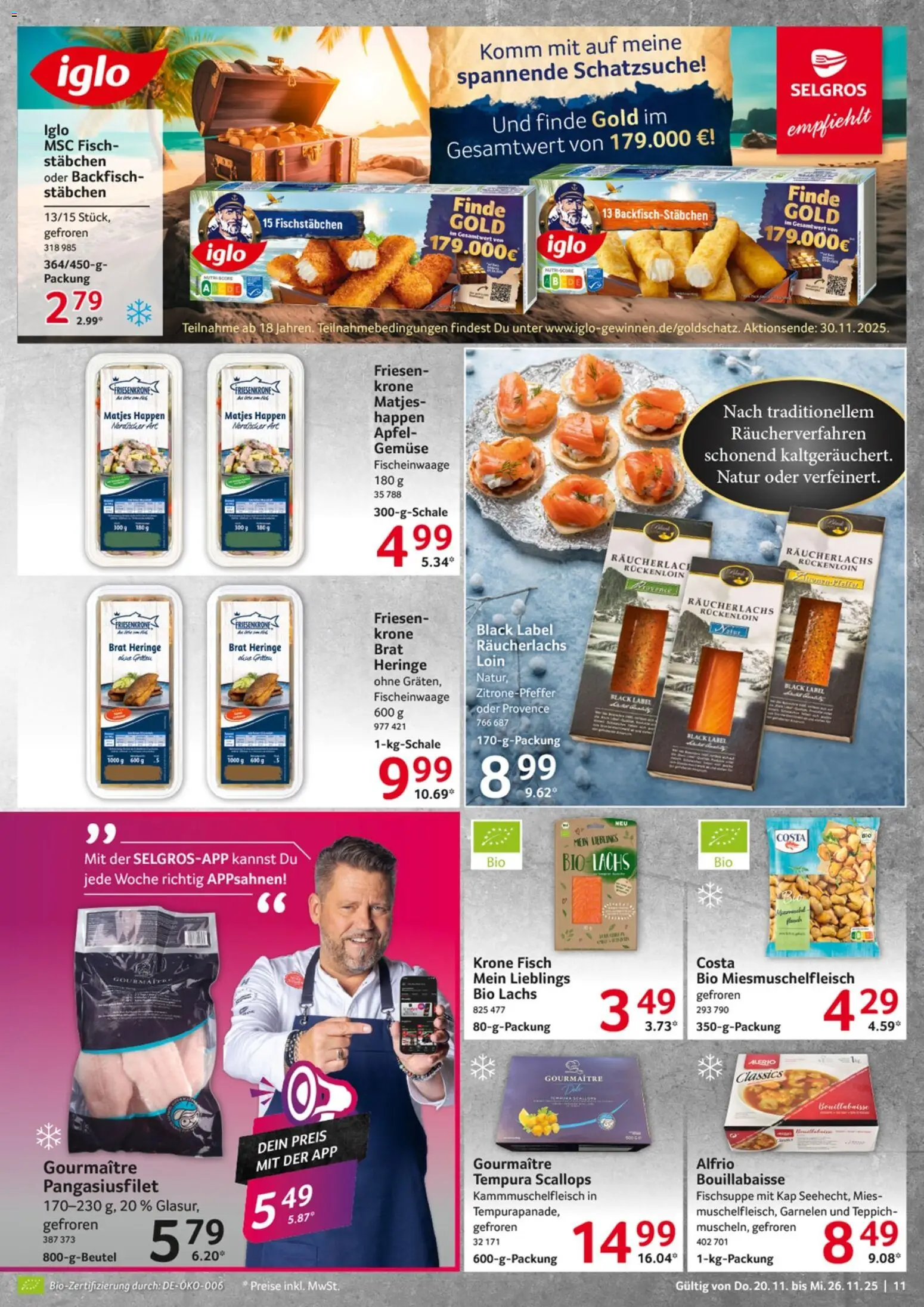 Selgros - Black Friday – gültig ab 20.11.2025 | Seite: 11 | Produkte: Garnelen, Lachs, Fischstabchen, Gemüse