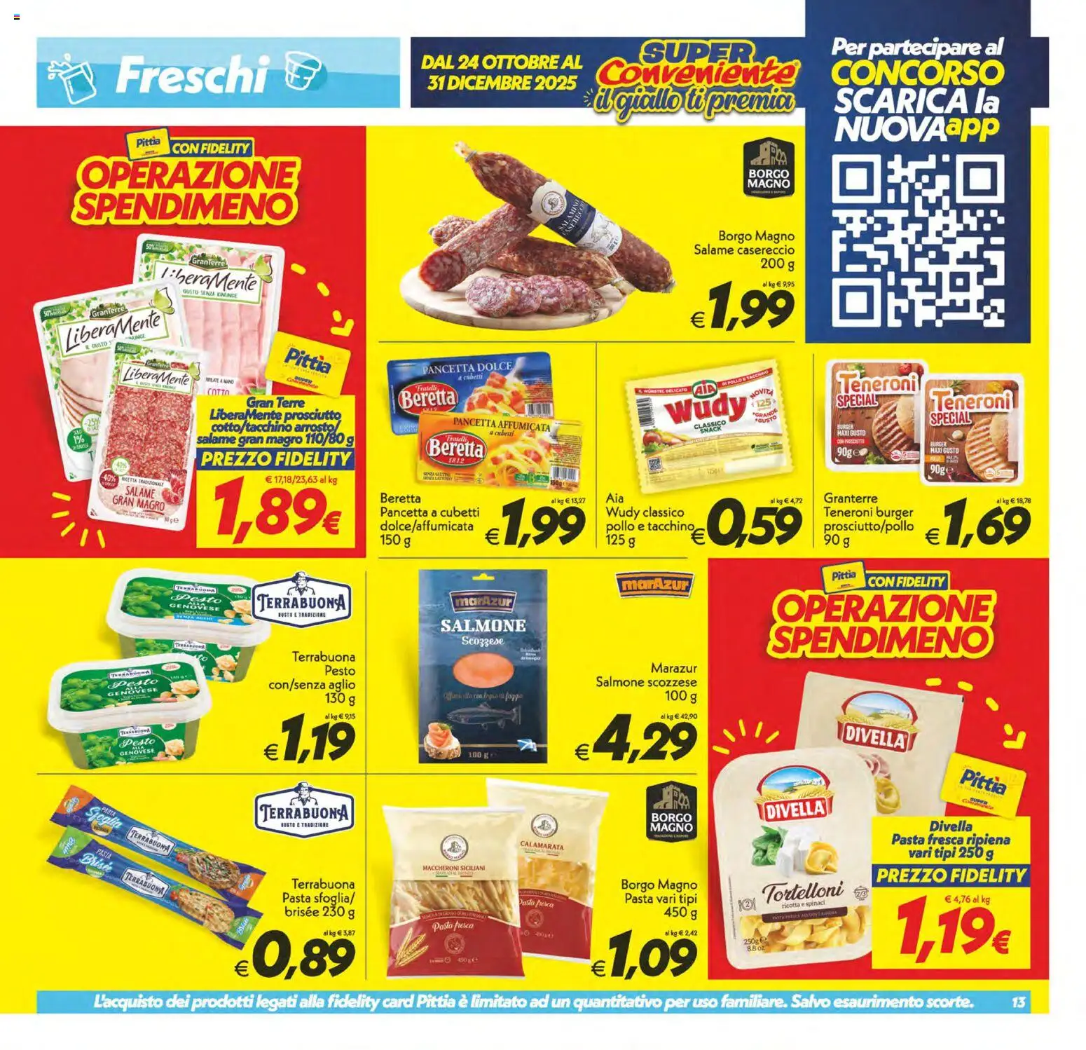 Volantino SuperConveniente del 14.11.2025 | Pagina: 13 | Prodotti: Pasta, Wurstel, Spinaci, Ricotta