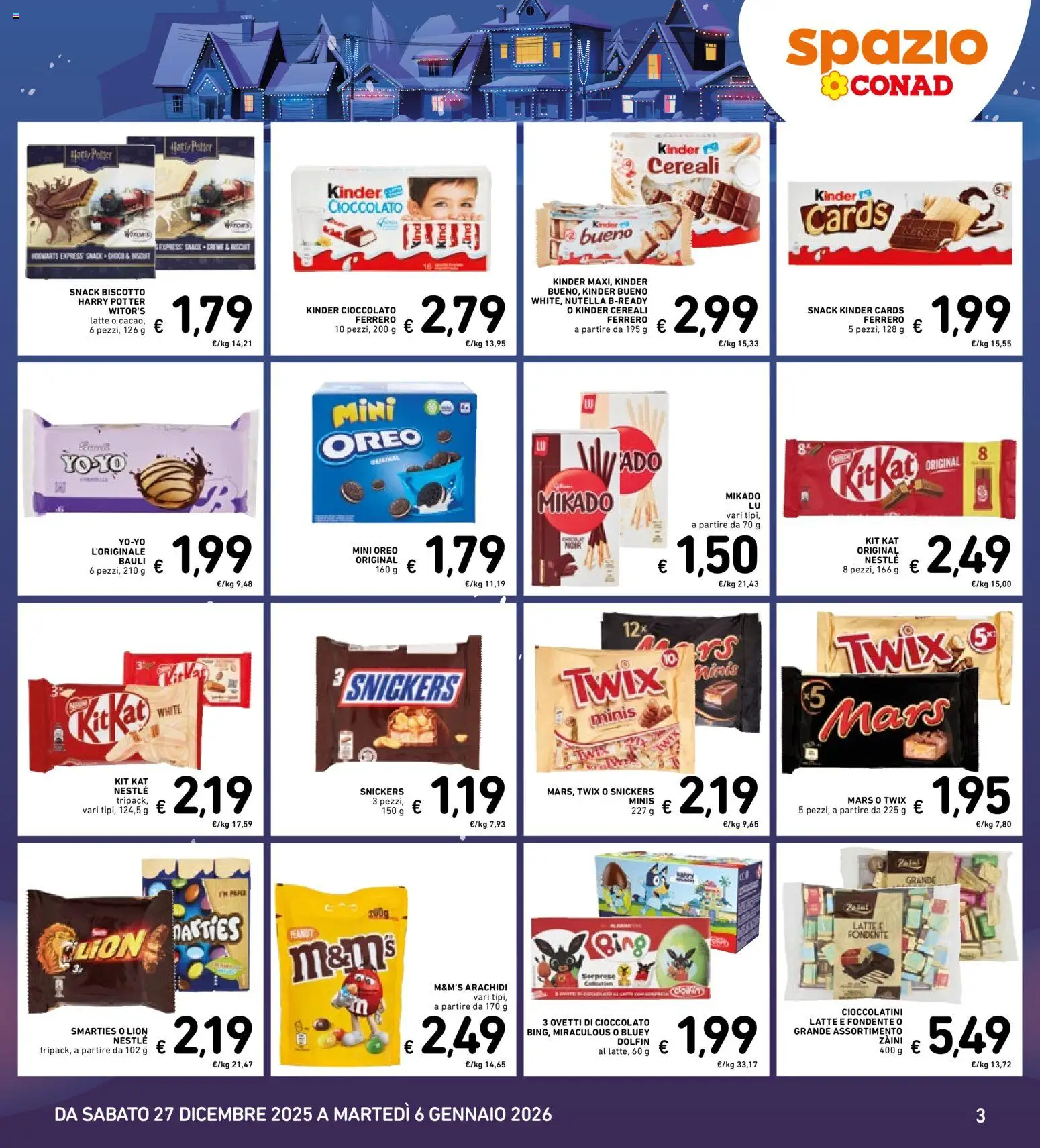 Volantino Spazio Conad del 27.12.2025 | Pagina: 3 | Prodotti: Cioccolato, Cereali, Arachidi, Cioccolatini