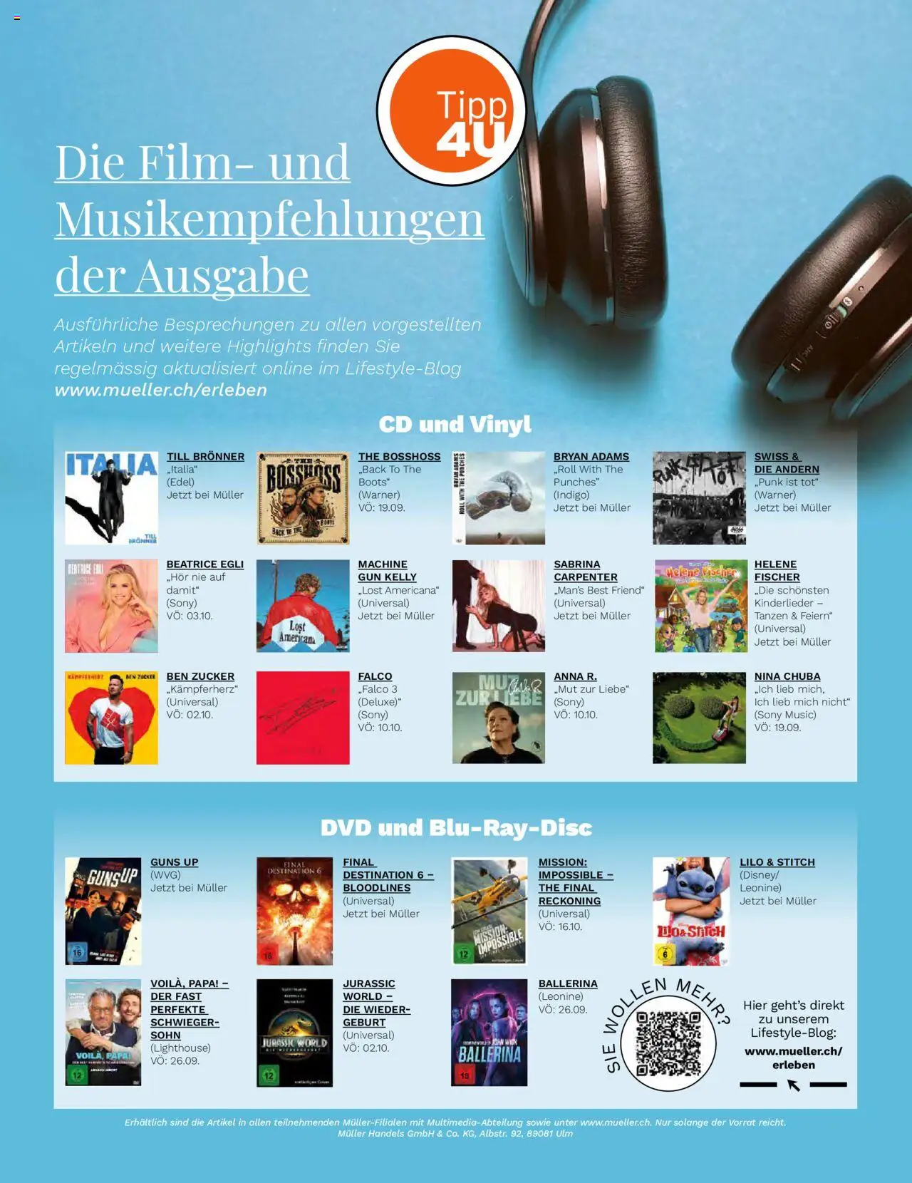 Müller Magazin – gültig ab 12.09.2025 | Seite: 52 | Produkte: DVD, Zucker, Sony