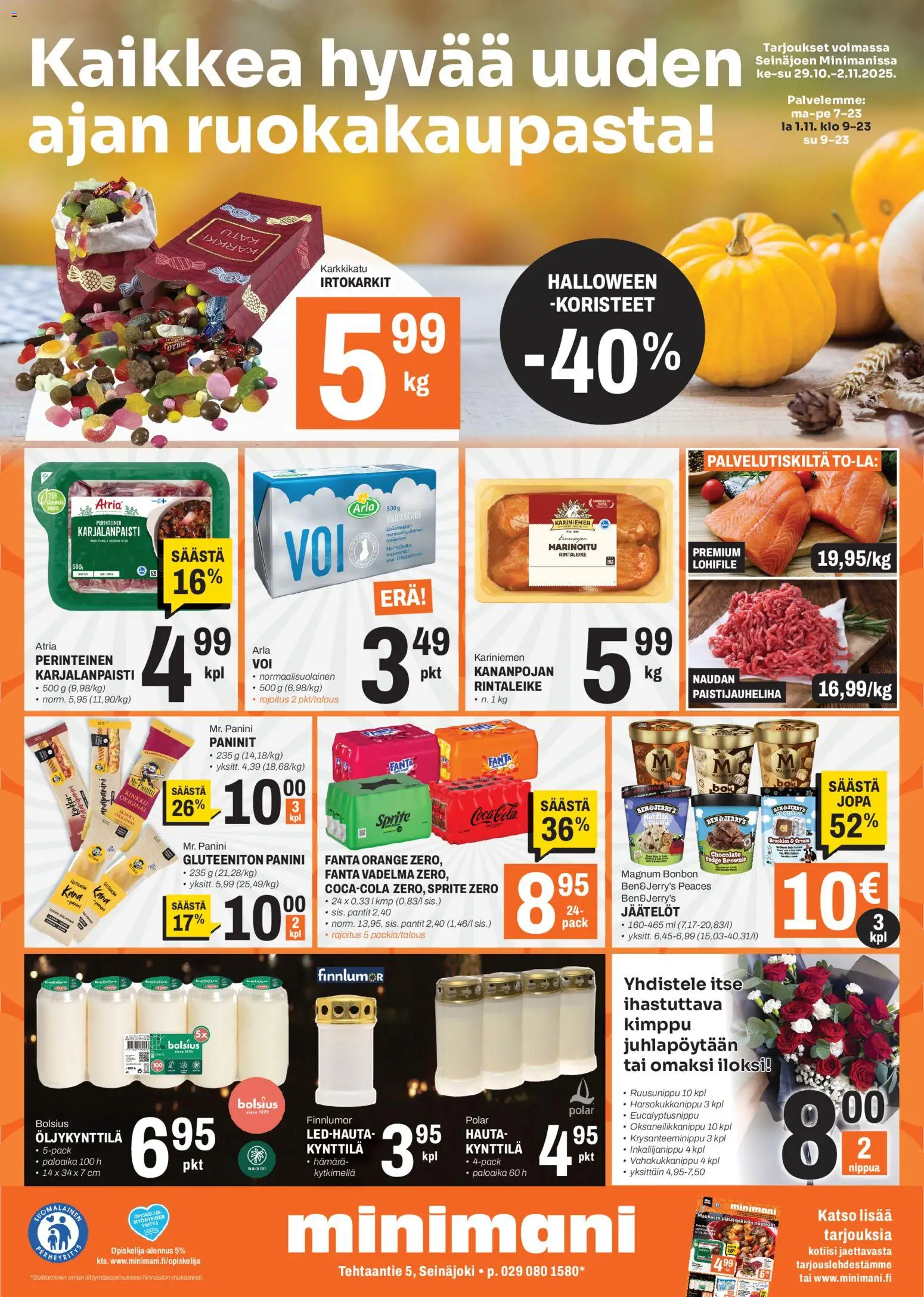 Minimani Tarjoukset - Seinäjoki – voimassa 29.10.2025 alkaen | Sivu: 1 | Tuotteet: Vadelma, Kana, Sprite, Fanta