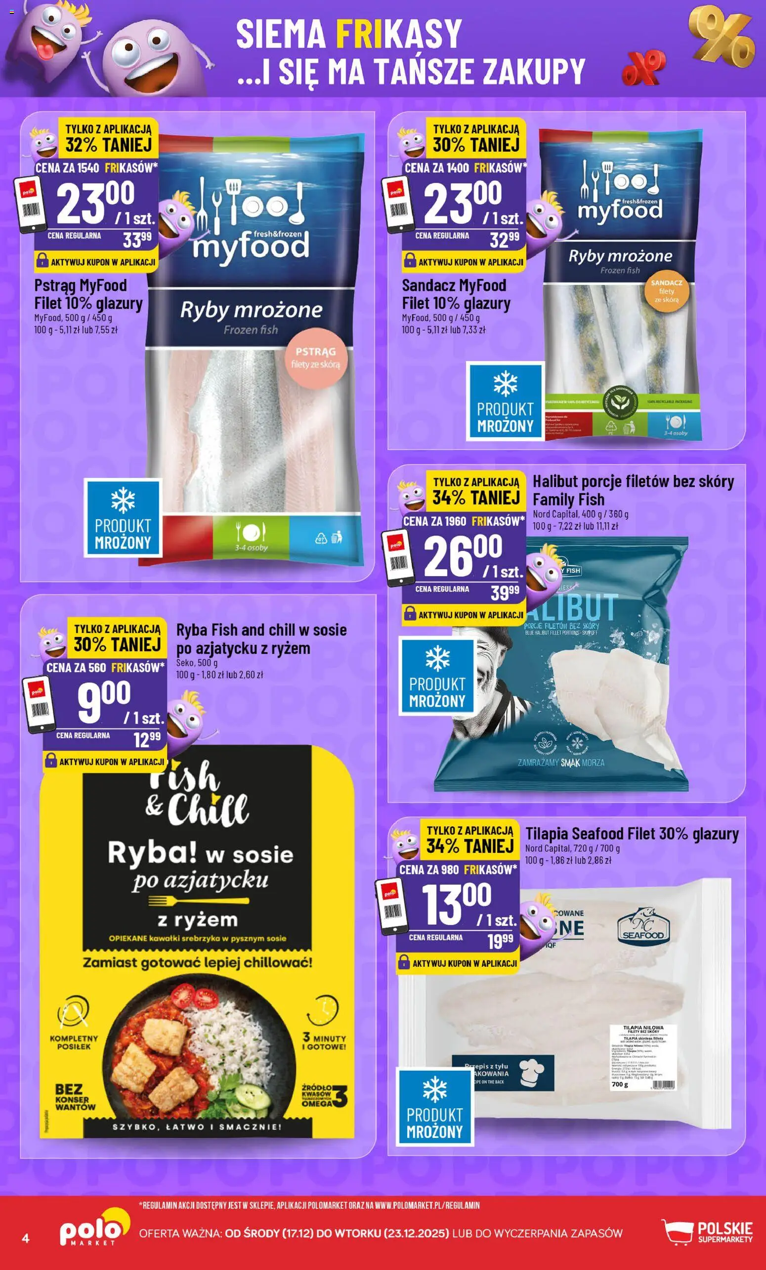POLOmarket Gazetka - Frikasowe Hity od 27.12.2025 | Strona: 4 | Produkty: Sandacz, Halibut, Tilapia, Ryby