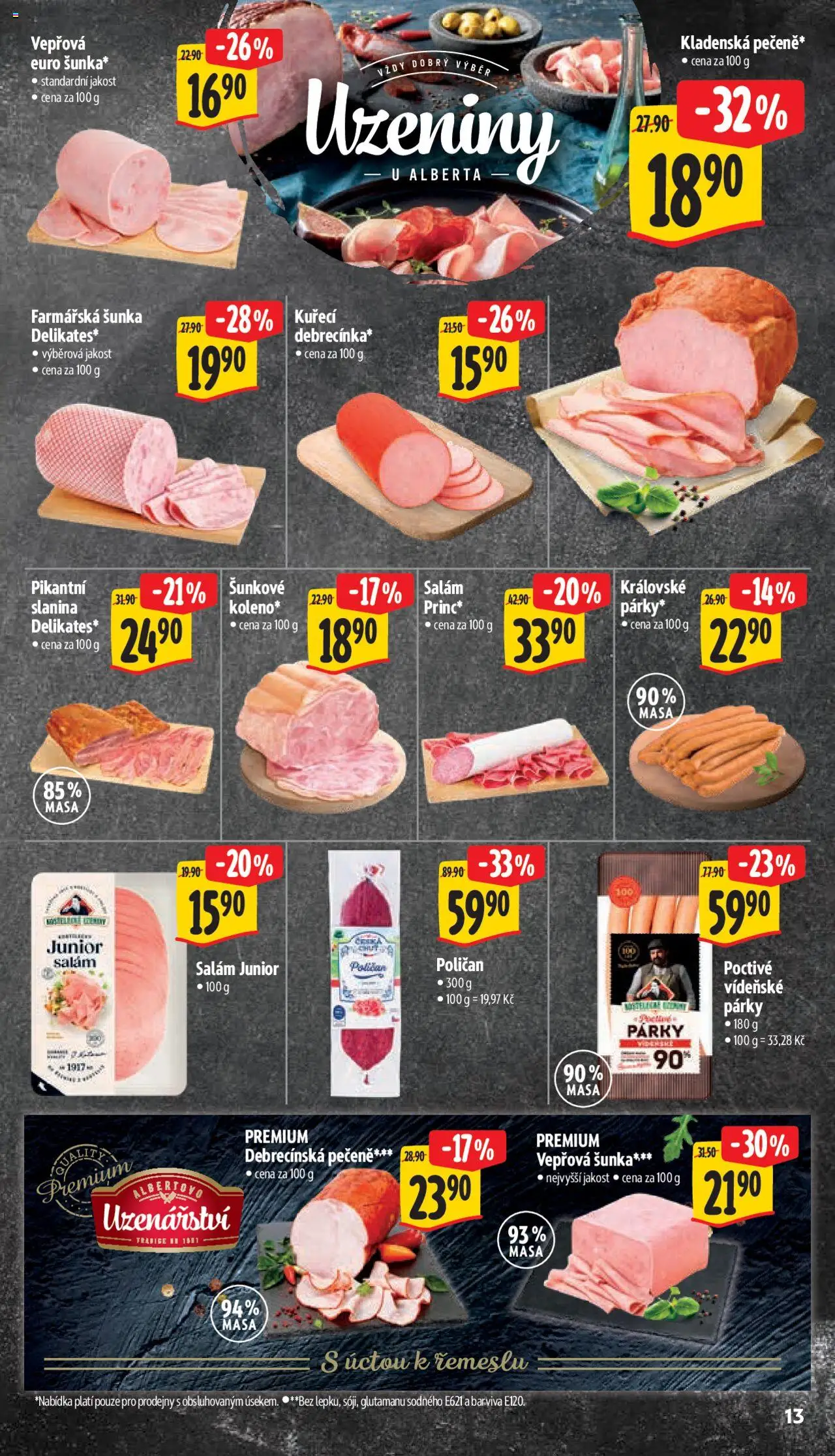 Albert leták - Supermarket od 11.06.2025 | Strana: 21 | Produkty: Salám, Vídeňské párky, Uzeniny, Slanina