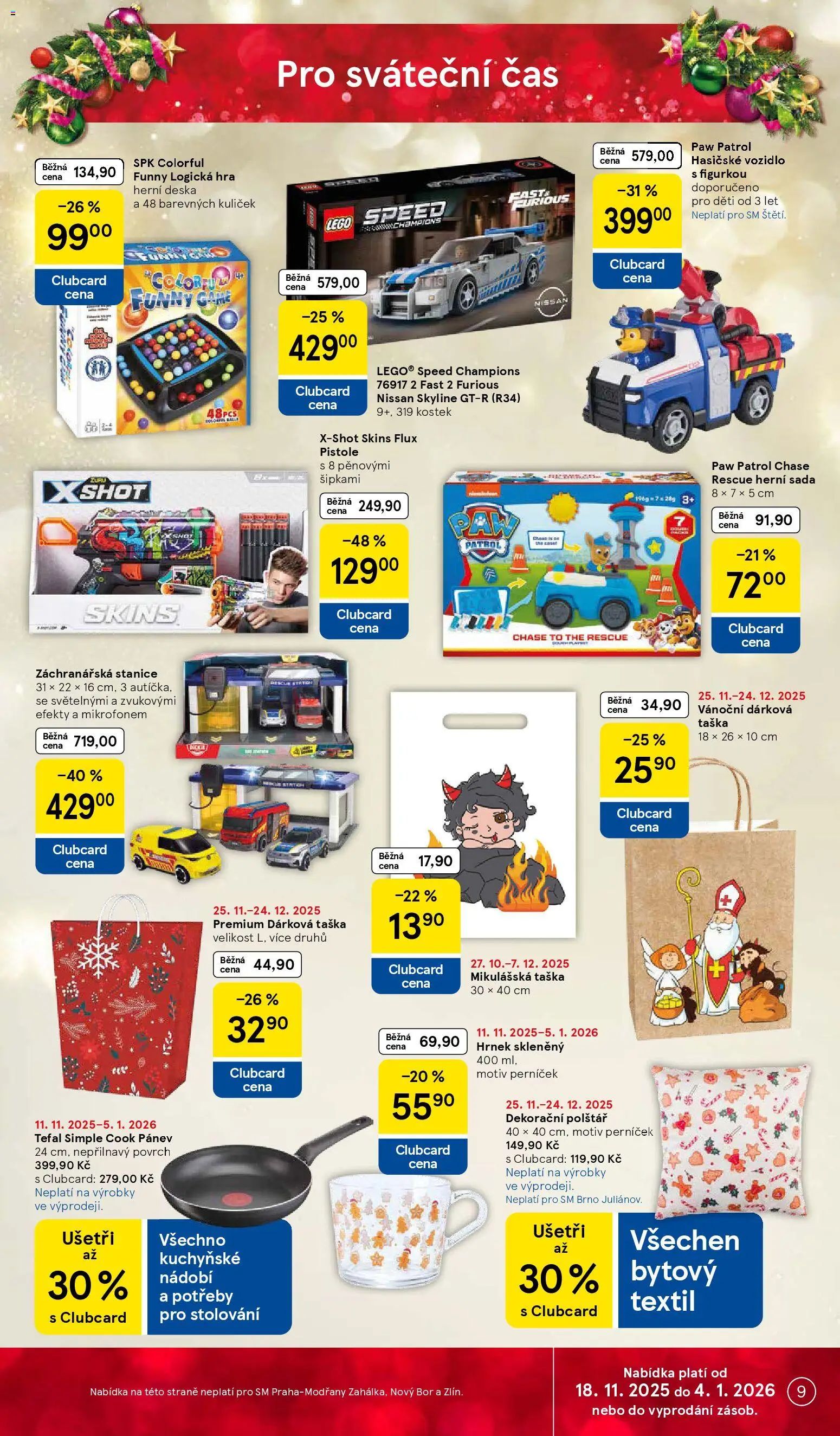 Tesco Black Friday od 26.11.2025 | Strana: 9 | Produkty: Hrnek, Dárková taška, Polštář, Tefal