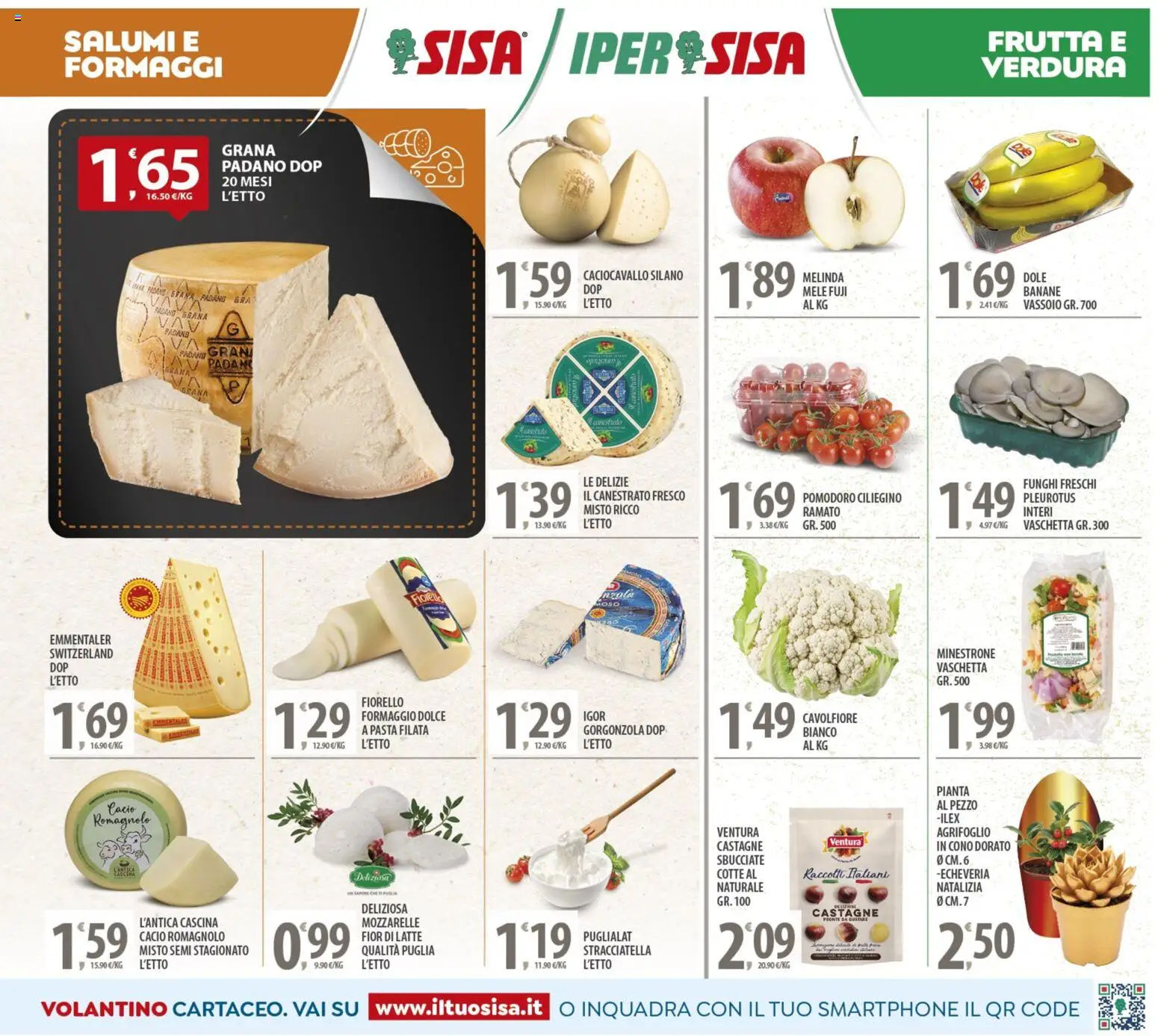 Volantino SISA del 14.11.2025 | Pagina: 3 | Prodotti: Minestrone, Pomodoro, Grana Padano, Gorgonzola