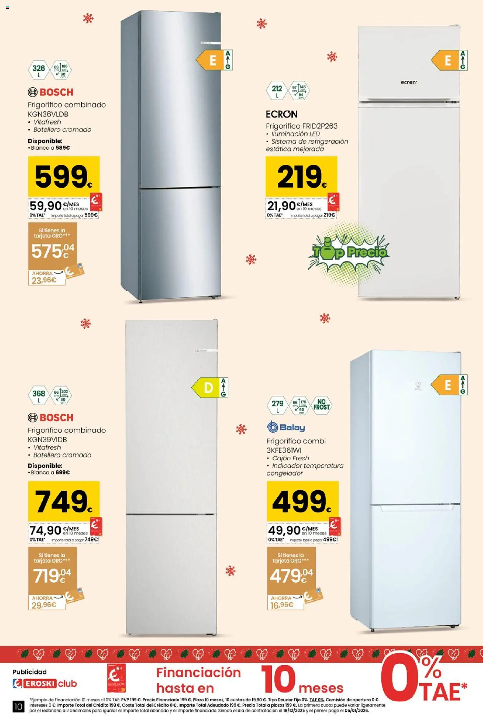 Eroski - Conekta │ válido desde el 18.12.2025 | Página: 10 | Productos: Congelador, Combi, Galette de chaise