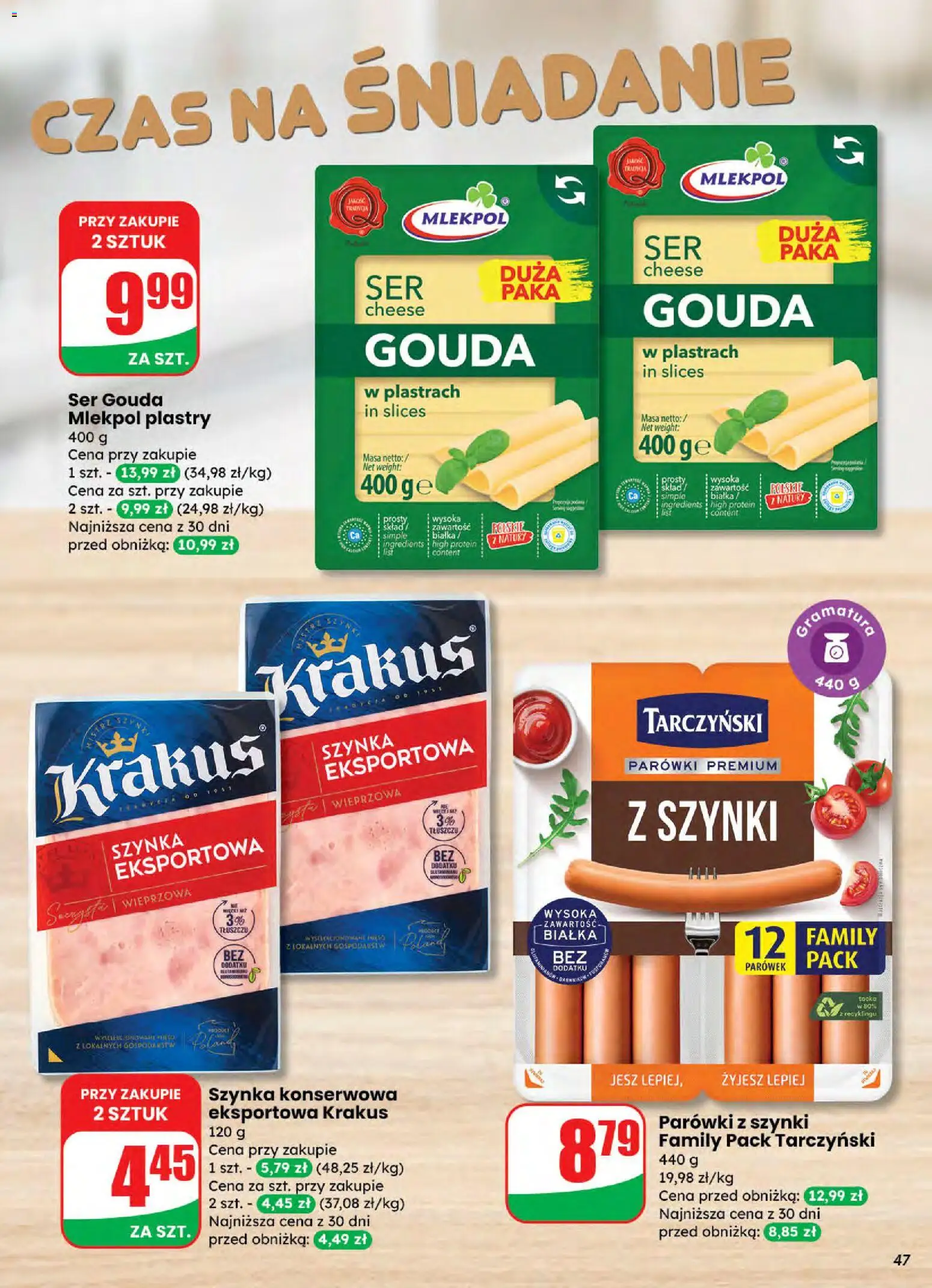 Dino Gazetka od 26.11.2025 | Strona: 47 | Produkty: Parówki z szynki, Szynka, Ser, Ser gouda