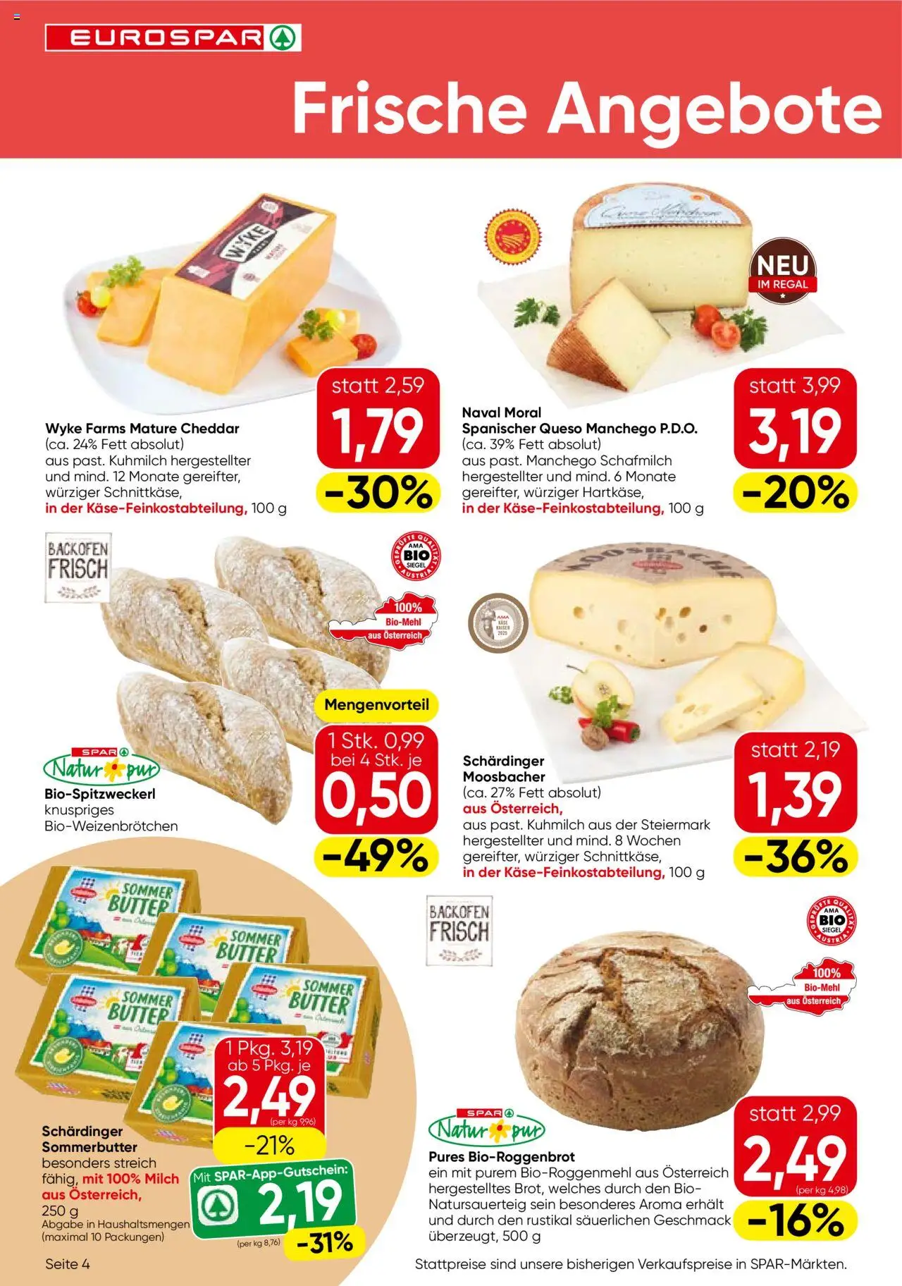 Eurospar Flugblatt - Salzburg gültig ab 31.07.2025 | Seite: 4 | Produkte: Regal, Milch, Butter