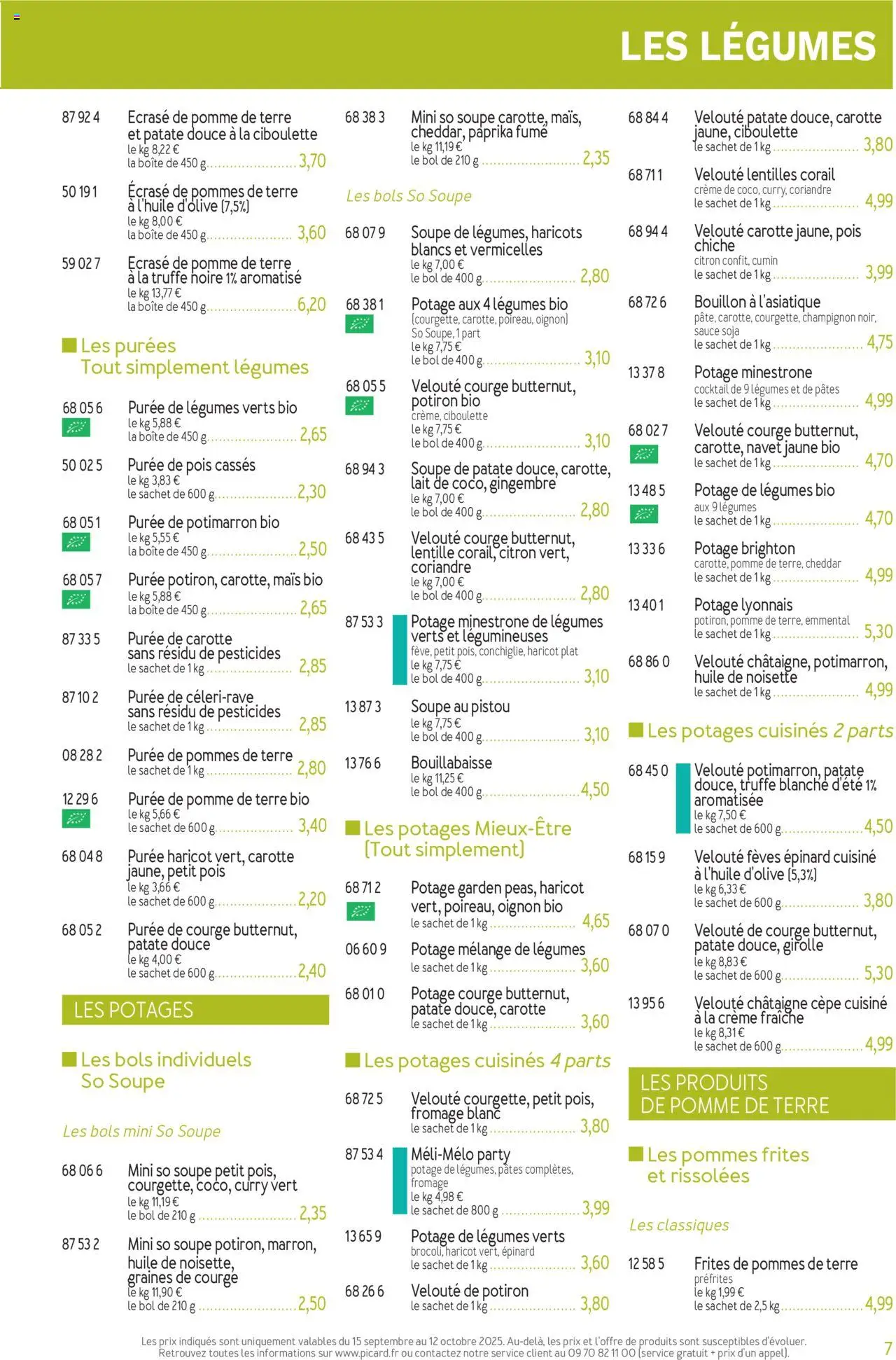 {H1} | Page: 7 | Produits: Frites, Mais, Oignon, Pommes