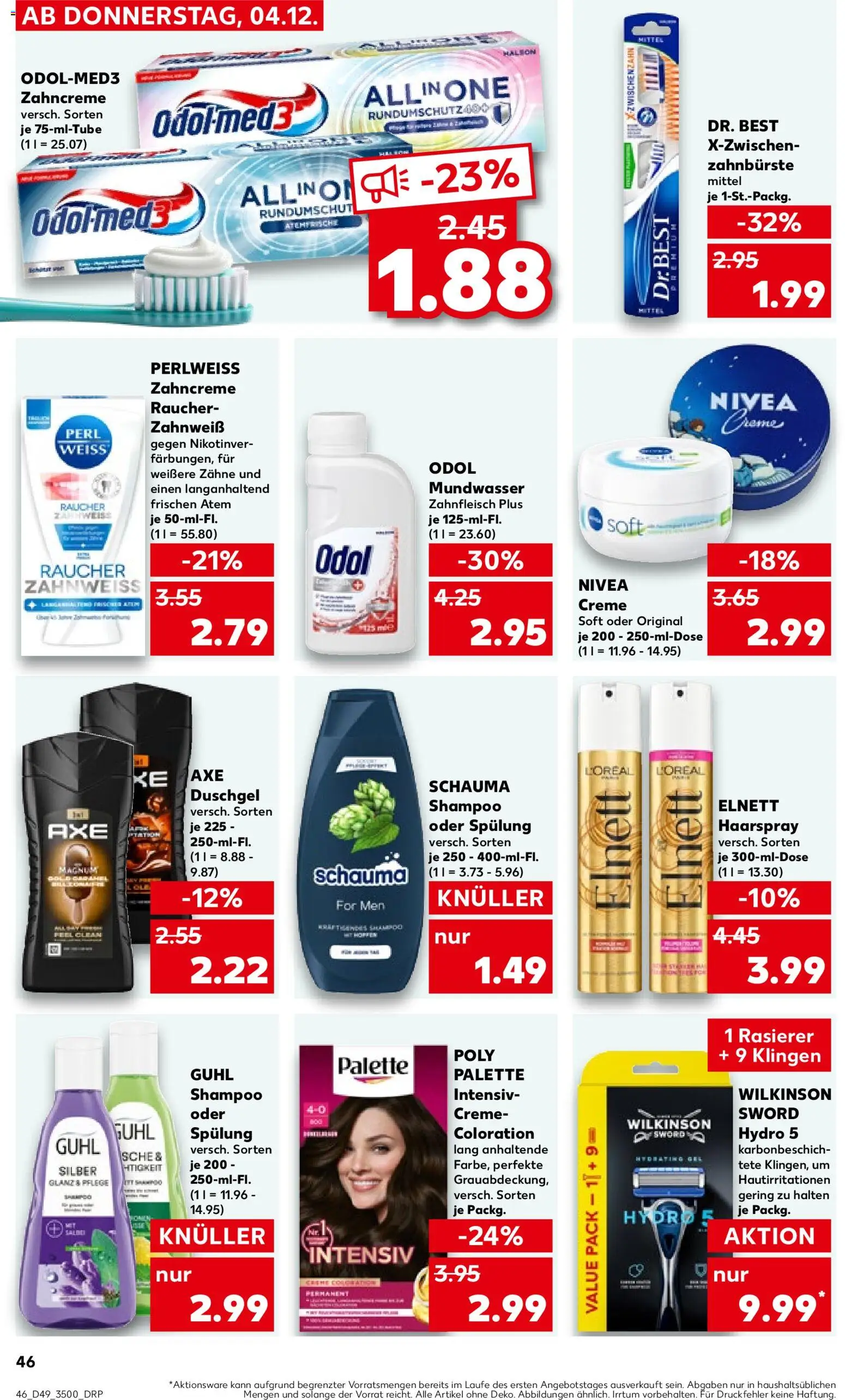 Kaufland prospekt Rostock	 – gültig ab 07.12.2025 | Seite: 46 | Produkte: Schauma shampoo, Shampoo, Zahnbürste, Mundwasser