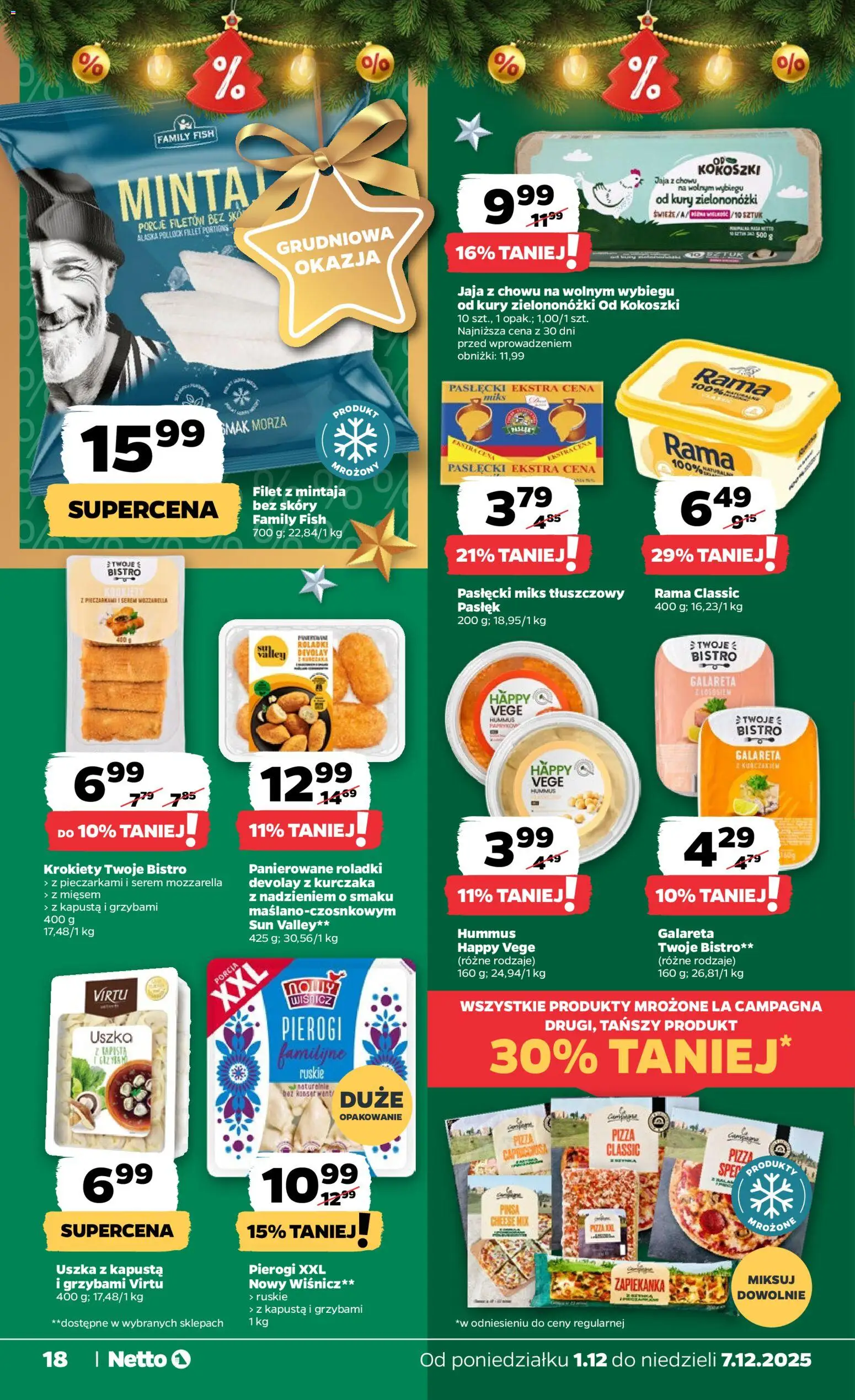 Netto gazetka - Spożywcza od 01.12.2025 | Strona: 18 | Produkty: Kapusta, Zapiekanka, Krokiety, Hummus