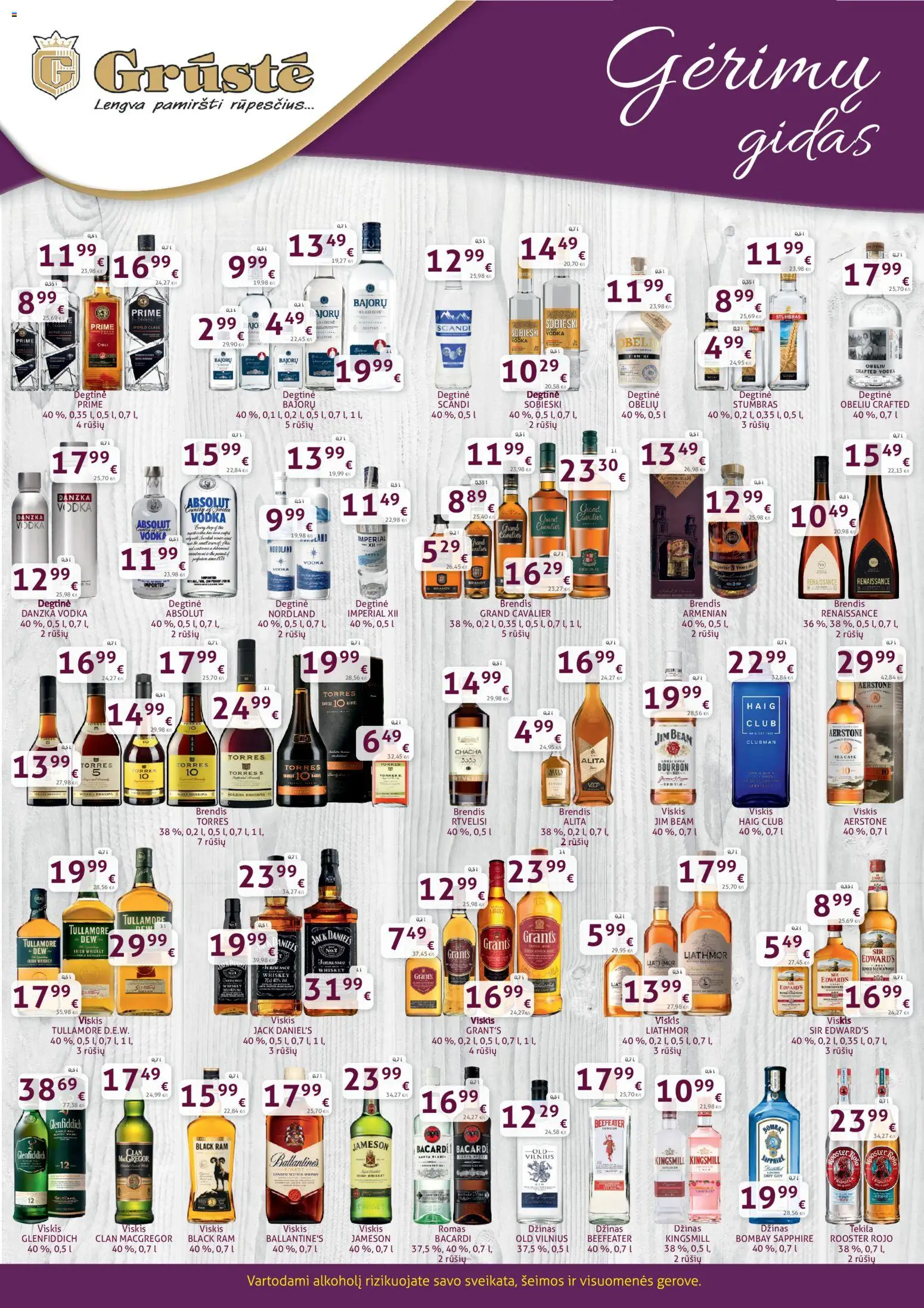 GRUSTE akcijos nuo 11.12.2025 | Puslapis: 3 | Prekių: Degtinė, Viskis, Džinas