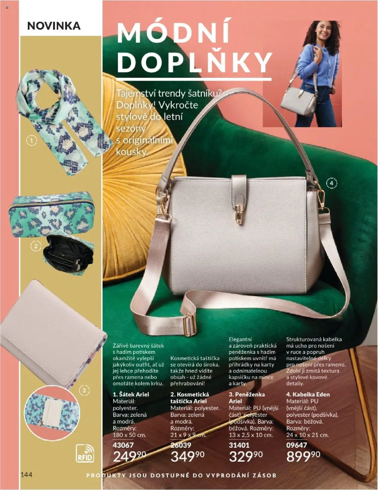 Avon katalog 6/2025 od 01.06.2025 | Strana: 144 | Produkty: Kabelka, Peněženka, Kosmetická taštička, Ariel