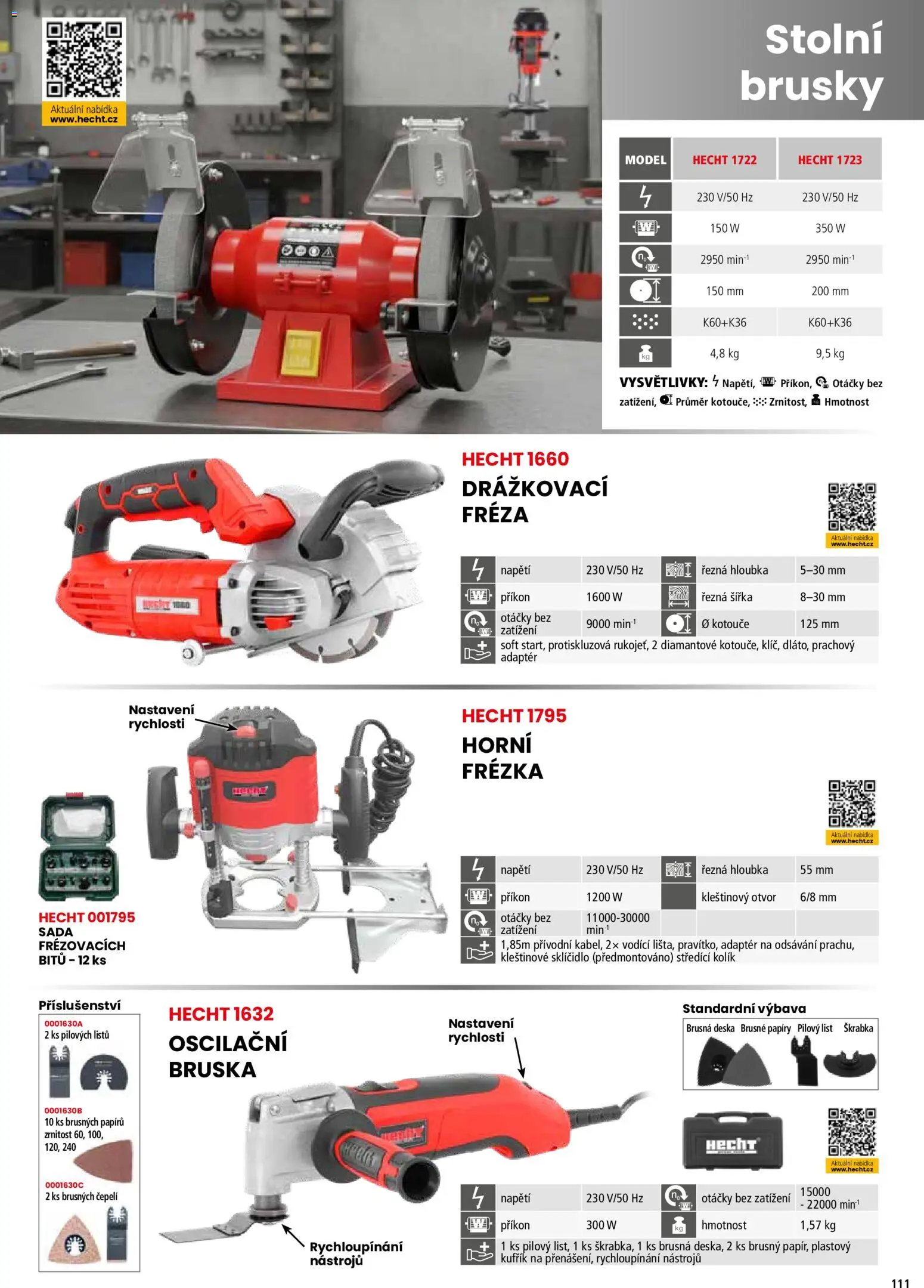 Hecht katalog - Jaro - léto 2026 od 19.02.2026 | Strana: 111 | Produkty: Drážkovací fréza, Hecht, Bruska, Frézka
