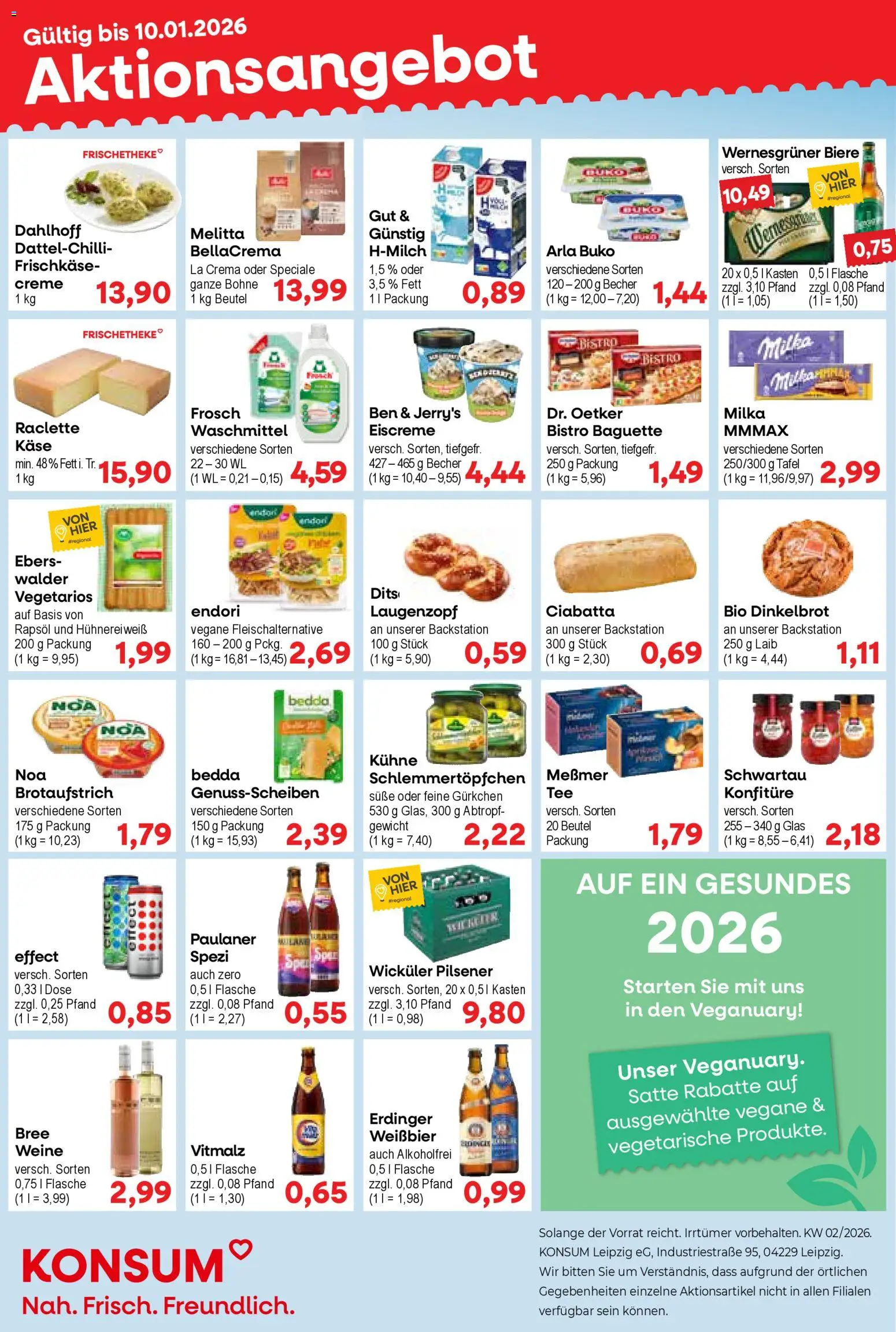 KONSUM Leipzig Prospekt – gültig ab 05.01.2026 | Seite: 1 | Produkte: Erdinger, Bree, Milka, Waschmittel