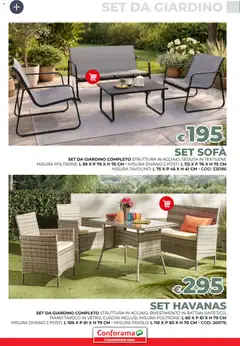 Anteprima del volantino Conforama volantino Giardino valido a partire dal 19.03.2026 | Pagina: 59 | Prodotti: Tavolino, Set da giardino, Divano, Tavolo