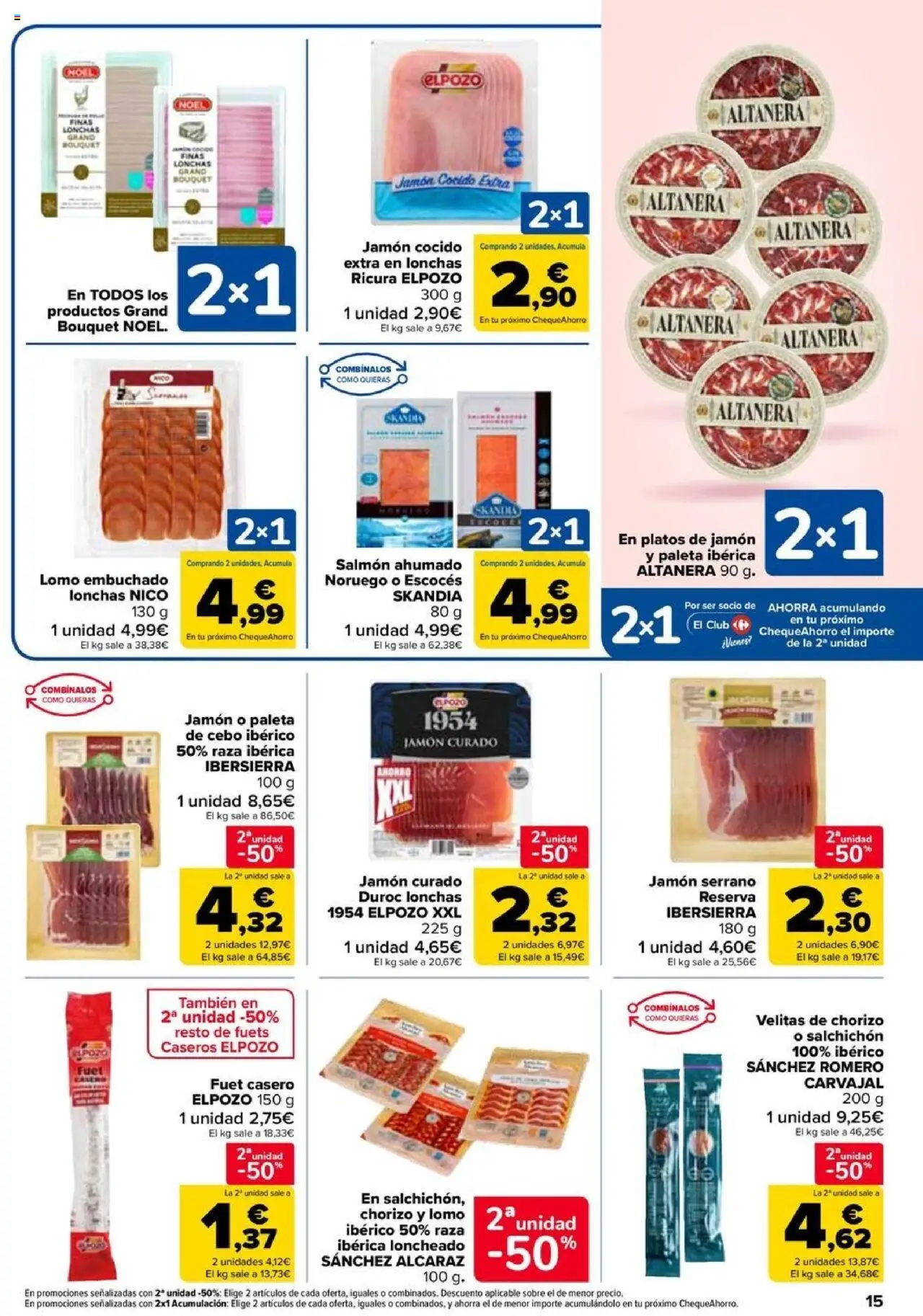 Carrefour folleto │ válido desde el 11.09.2025 | Página: 15 | Productos: Jamón, Jamón cocido, Salmón ahumado, Loncheado
