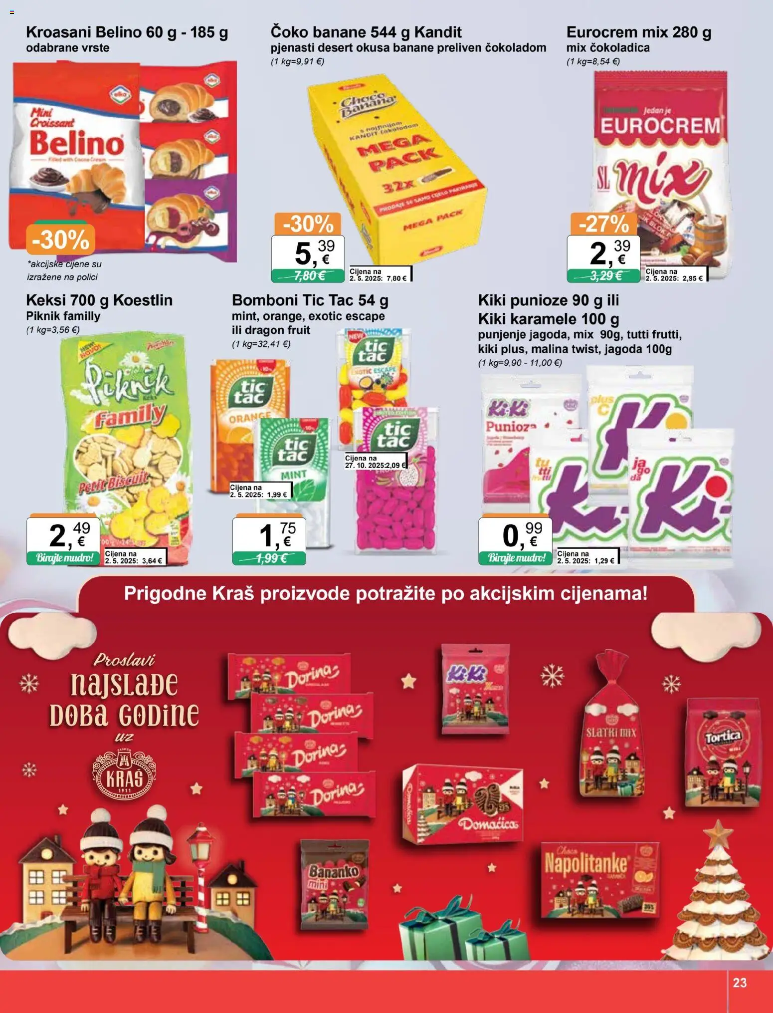 KTC katalog | vrijedi od 12.11.2025 | Stranica: 23 | Proizvodi: Keksi, Banane, Bomboni, Napolitanke
