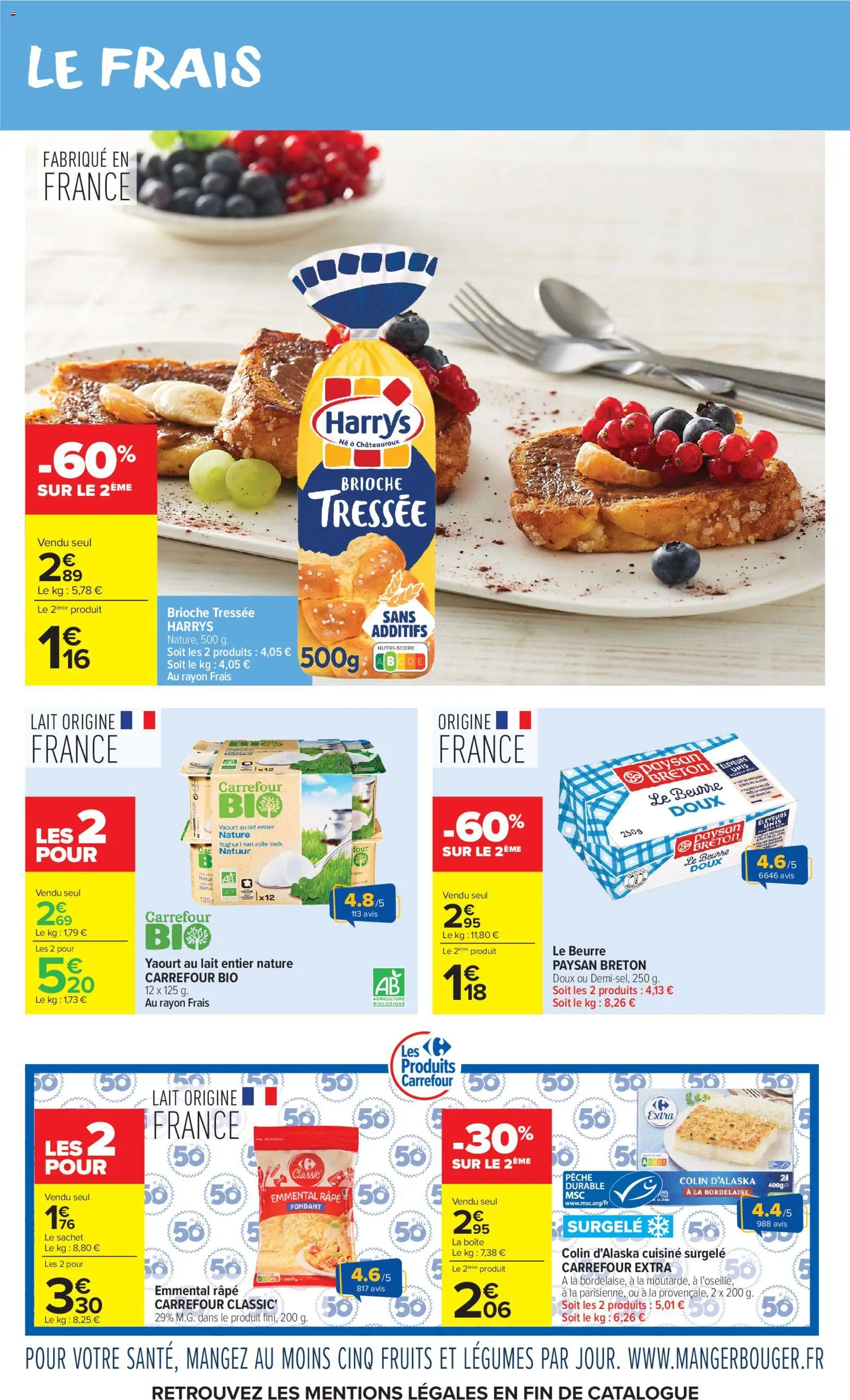 {H1} | Page: 9 | Produits: Pêche, Emmental, Lait, Yaourt