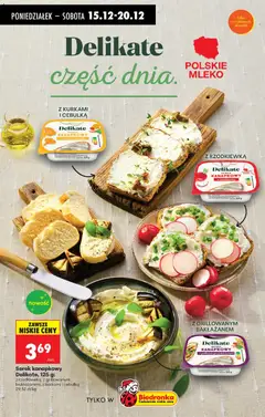 Pogląd oferty "Serek kanapkowy Delikate, 125 g, z rzodkiewką, z grillowanym bakłażanem, z kurkami i cebulką" - ważna od 15.12.2025 | Strona: 41 | Produkty: Serek kanapkowy, Serek, Sandwich, Mleko