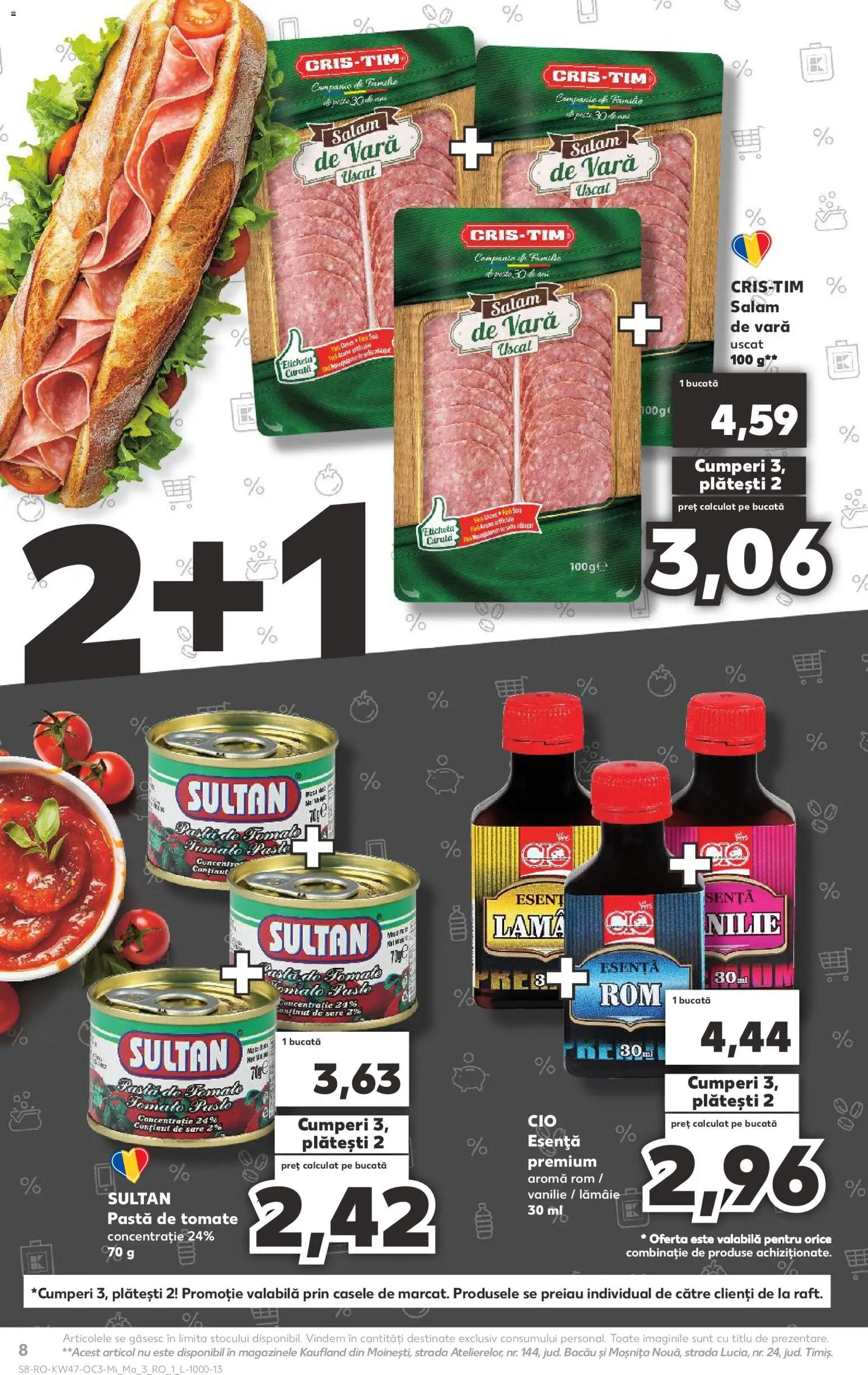 Noul catalog Kaufland – valabil de la 19.11.2025 | Pagină: 8 | Produse: Pastă de tomate, Salam, Sare, Lămâie