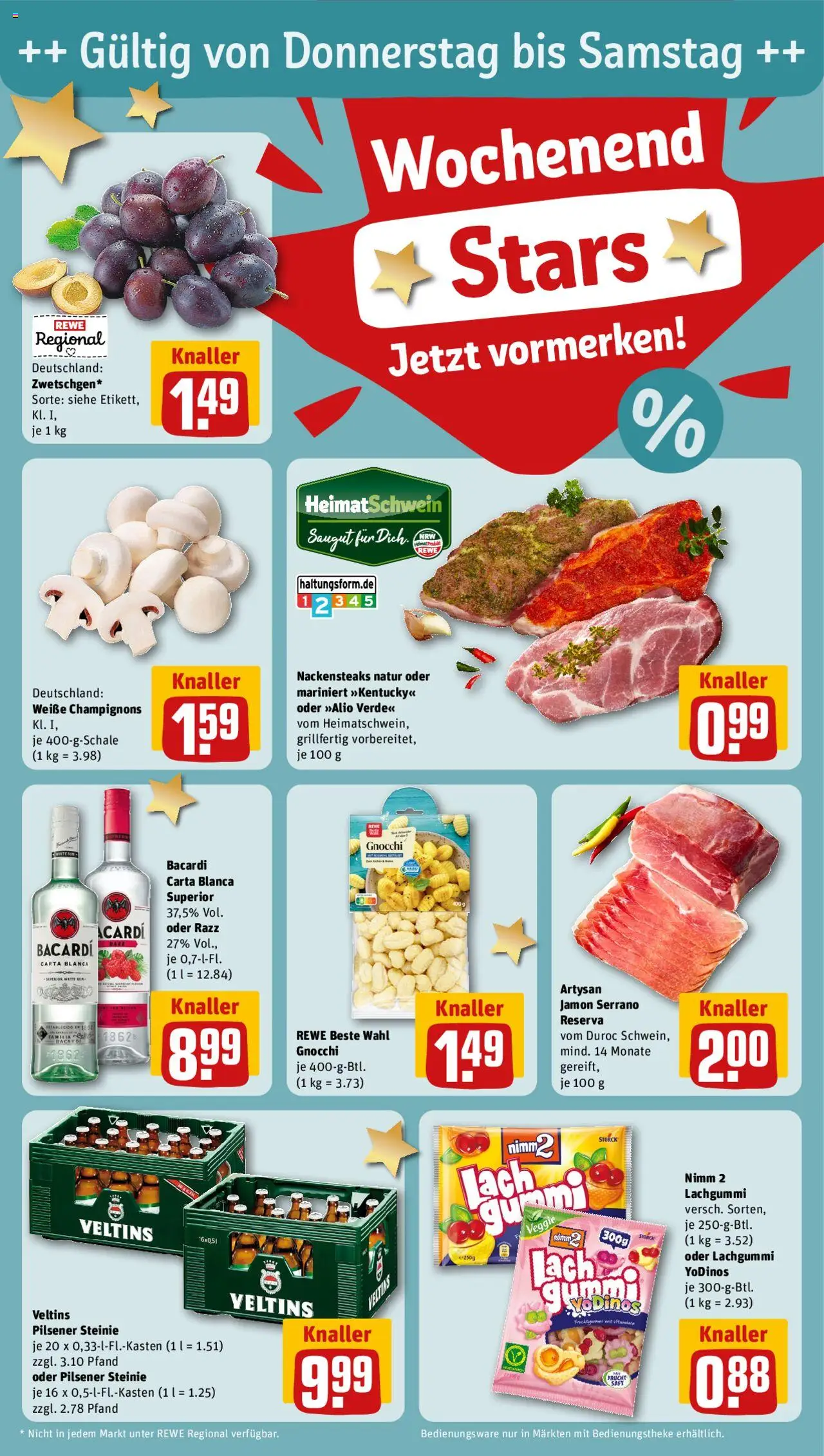 Rewe ihr Kaufpark Prospekt 	 - gültig ab dem 25.08.2025 | Seite: 28 | Produkte: Bacardi, Nackensteaks, Rum, Champignons