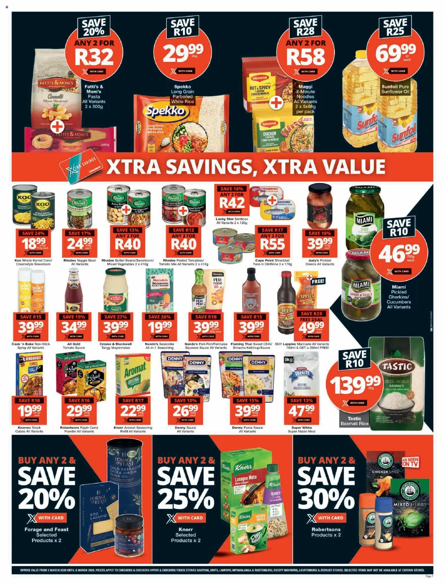 New Checkers catalogue – valid from 02.03.2026 | Page: 7 | Products: Tuna, Microdifusor, Butter, Noodles