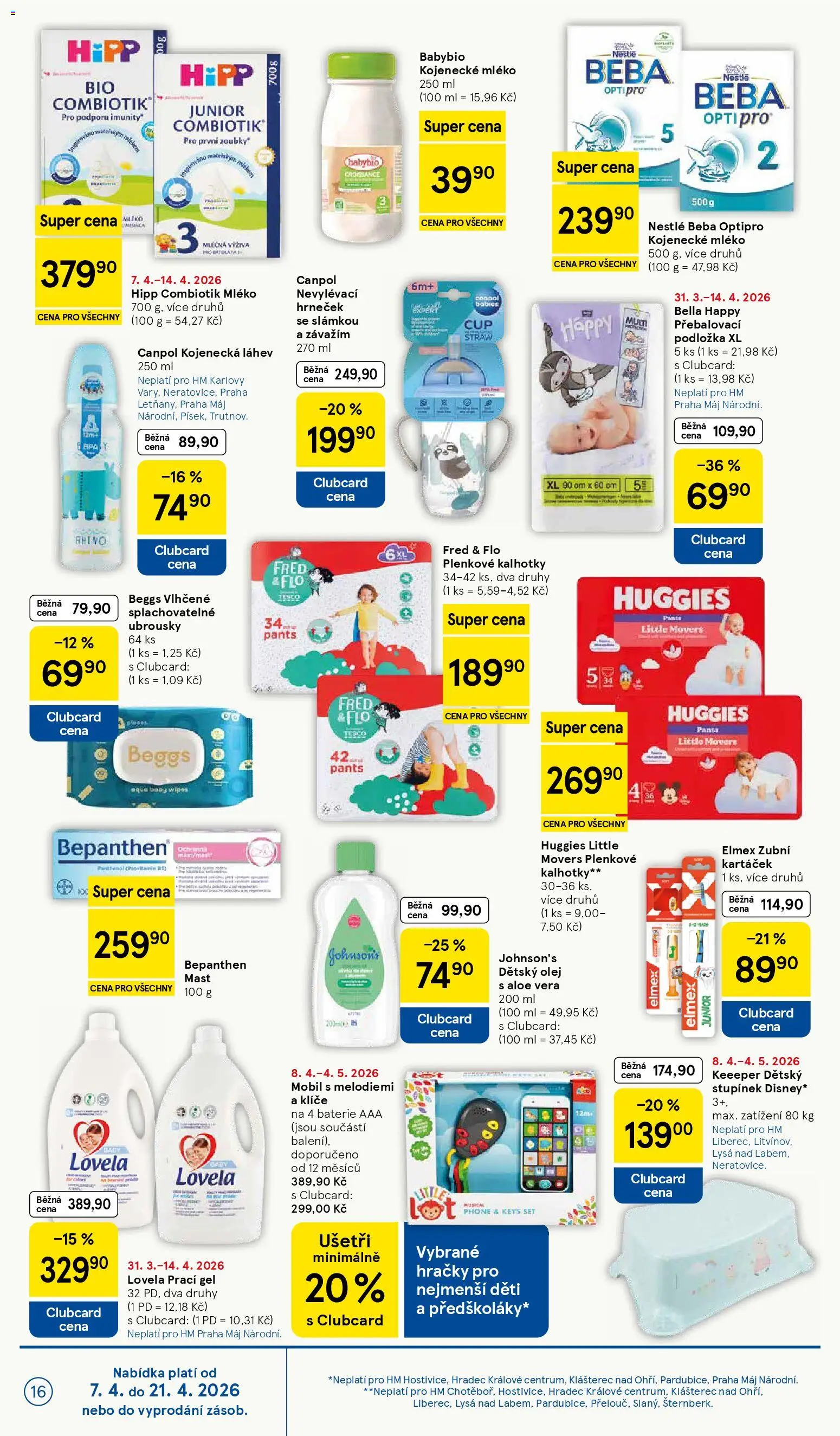 Tesco leták - Hypermarket od 07.04.2026 | Strana: 16 | Produkty: Ubrousky, Bepanthen, Lovela, Panthenol