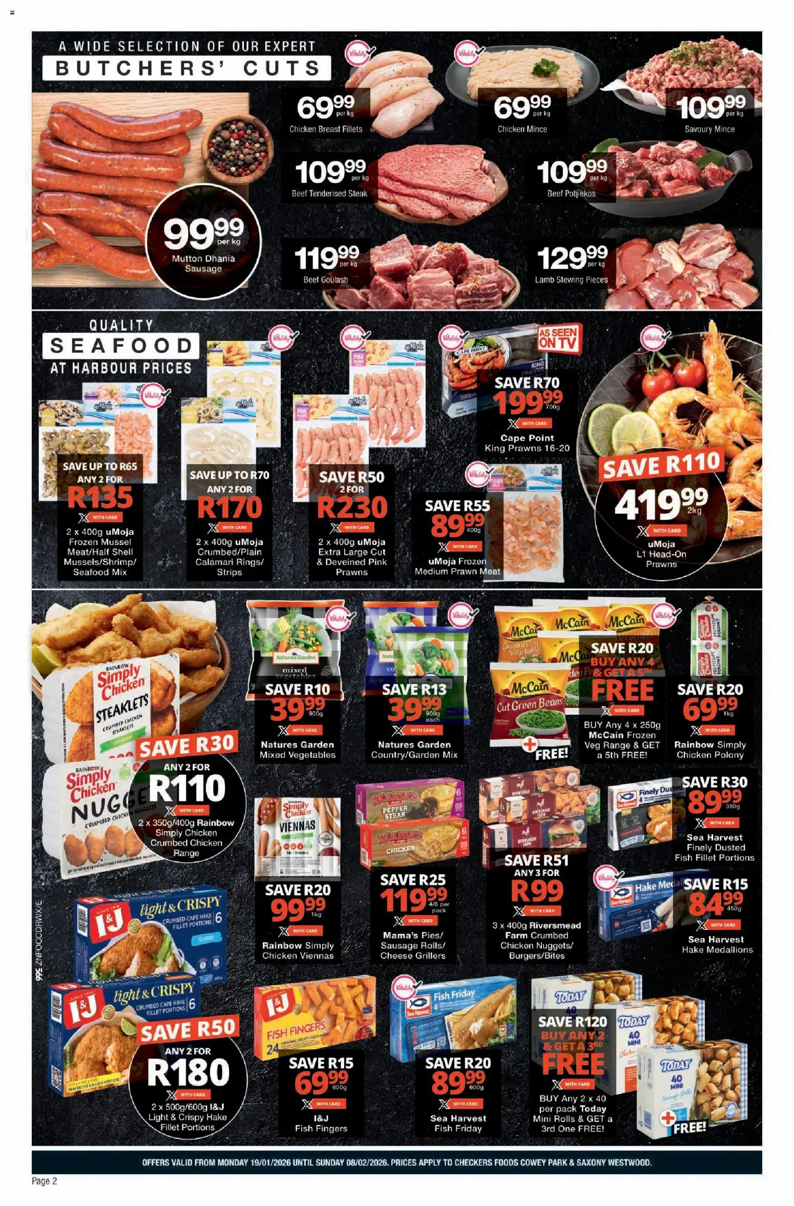 New Checkers catalogue – valid from 19.01.2026 | Page: 2 | Products: Cheese, Chicken, Fish, Pepper