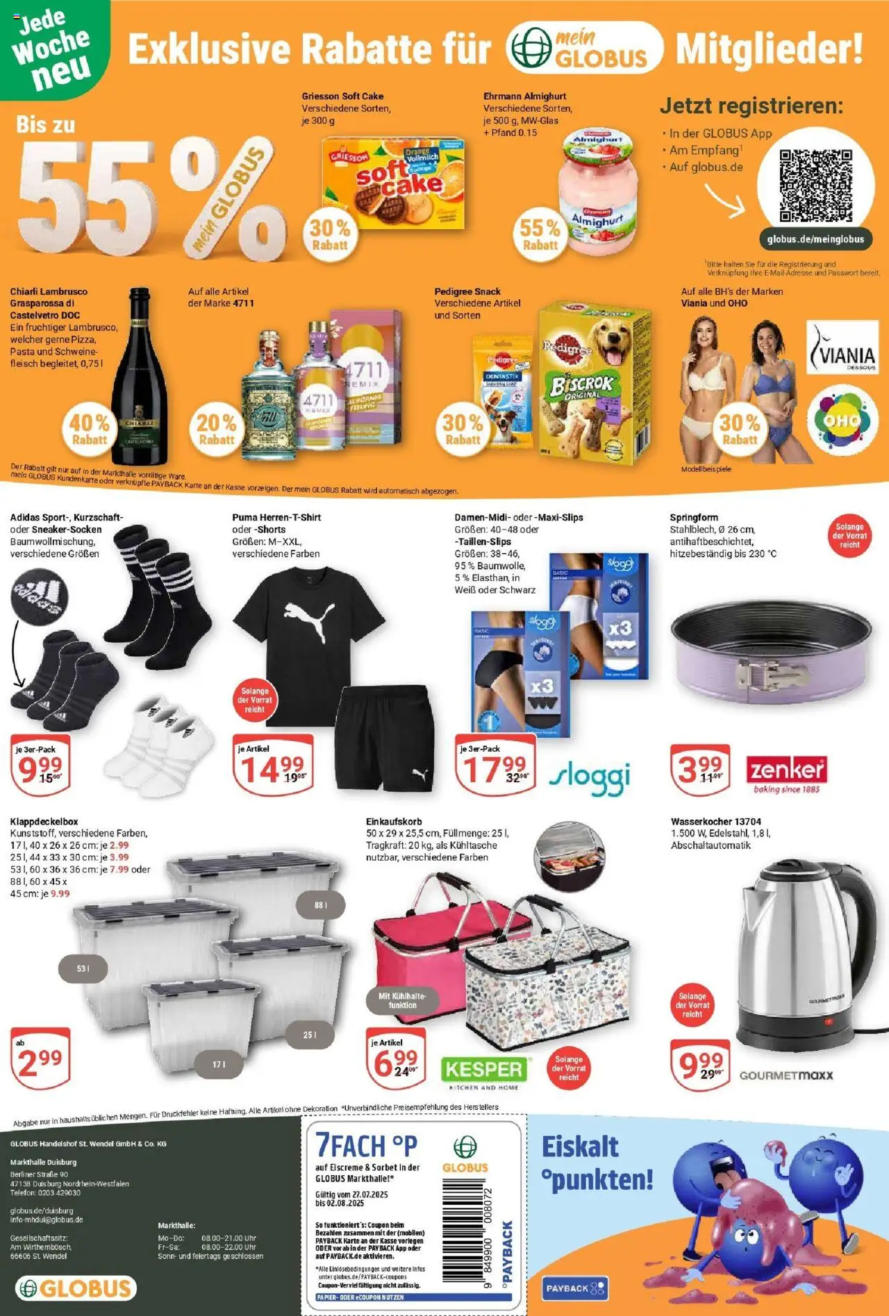Globus prospekt Duisburg	 - gültig ab dem 28.07.2025 | Seite: 25 | Produkte: Dessous, Eiscreme, Pedigree, Pasta