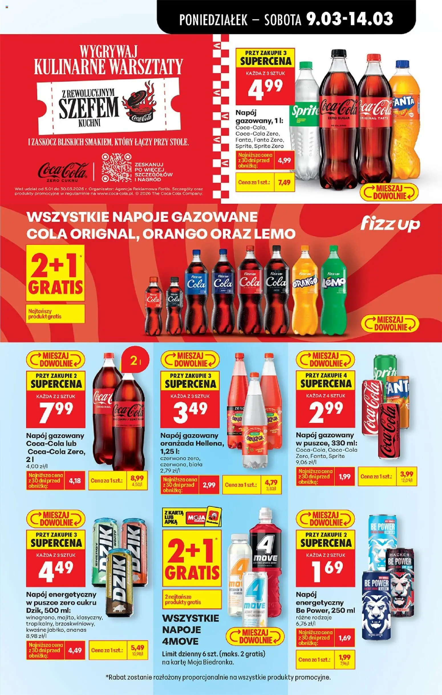 Biedronka gazetka od poniedziałku od 09.03.2026 | Strona: 61 | Produkty: Karta, Napoje, Sprite, Coca cola