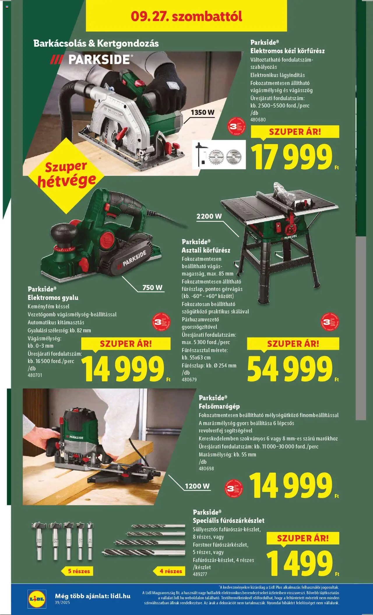 Lidl akciós ujság - amely érvényes a következő dátumtól: 25.09.2025 | Oldal: 44 | Termékek: Parkside, Kézi körfűrész, Körfűrész, Asztali körfűrész