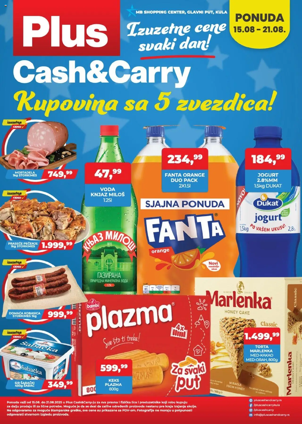 Plus Cash & Carry katalog - važi od 15.08.2025 | Strana: 1 | Proizvode: Sto, Mortadela, Voda, Kobasica