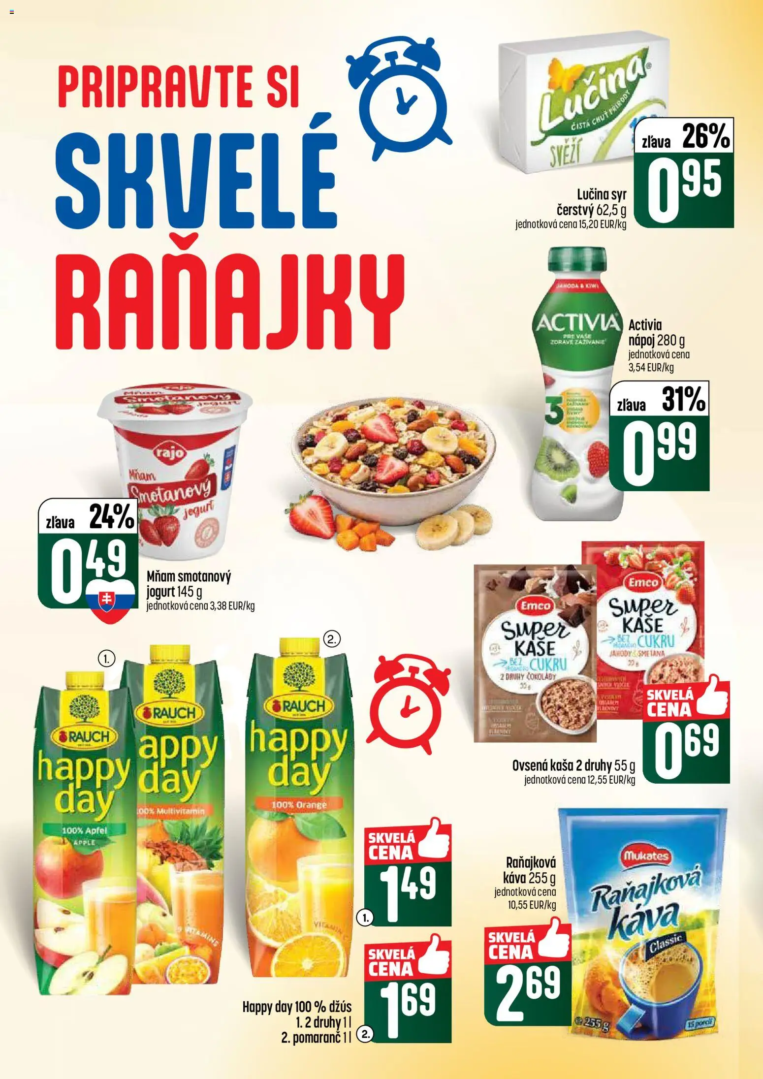 Nové COOP Jednota akcie – leták je platný od 09.04.2026 | Strana: 30 | Produkty: Syr, Jogurt, Džús, Jahody
