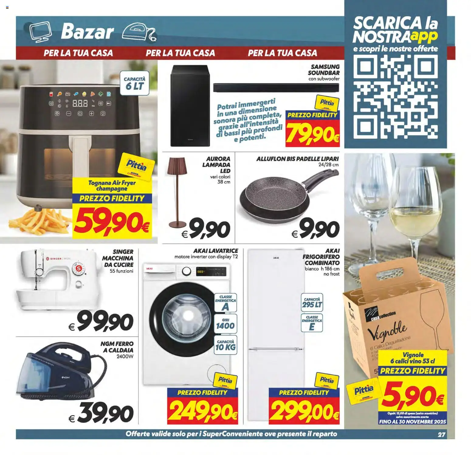 Volantino SuperConveniente del 24.10.2025 | Pagina: 27 | Prodotti: Vino, Lavatrice, Champagne, Frigorifero