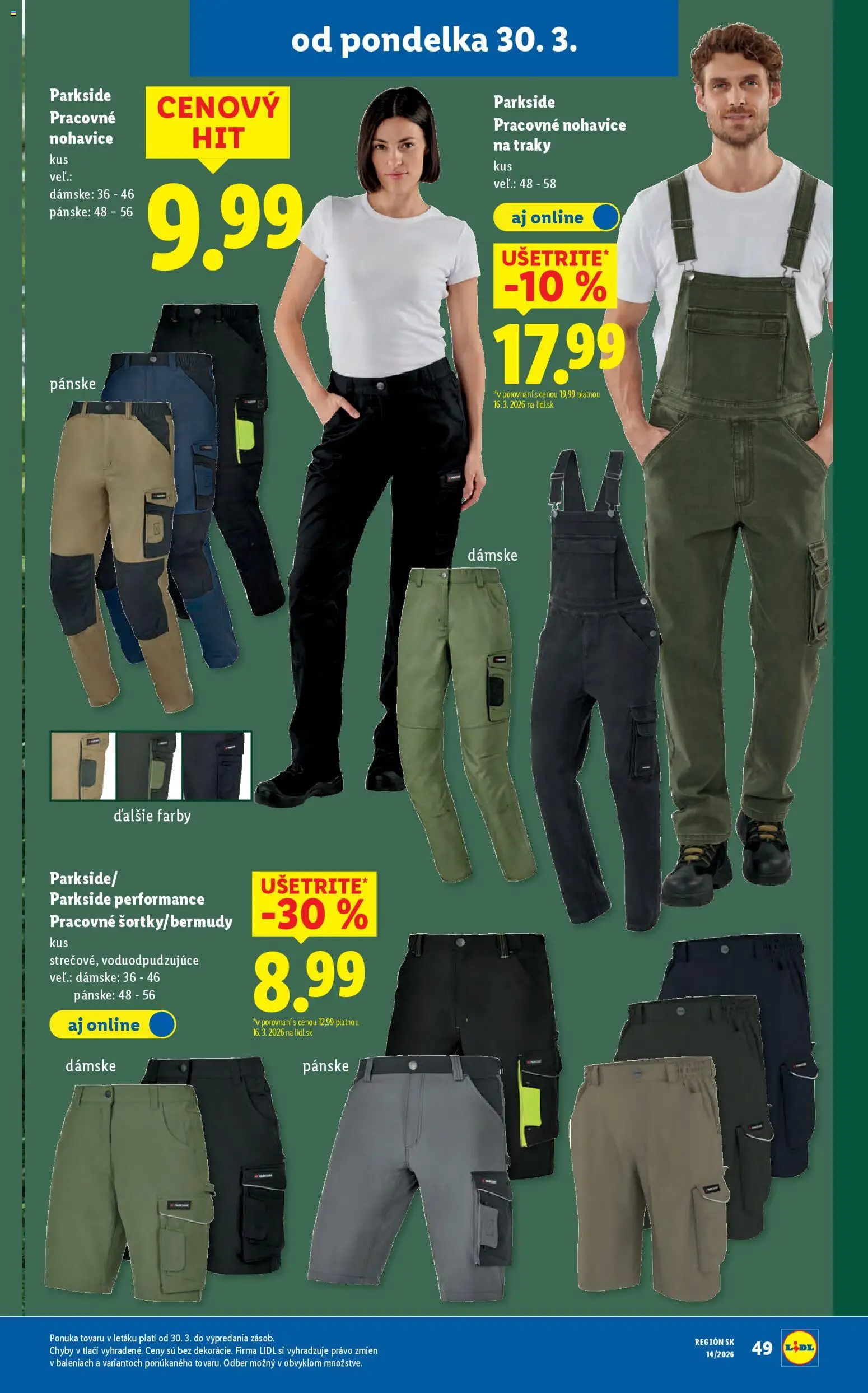 Nové Lidl akcie – leták je platný od 30.03.2026 | Strana: 69 | Produkty: Parkside, Nohavice