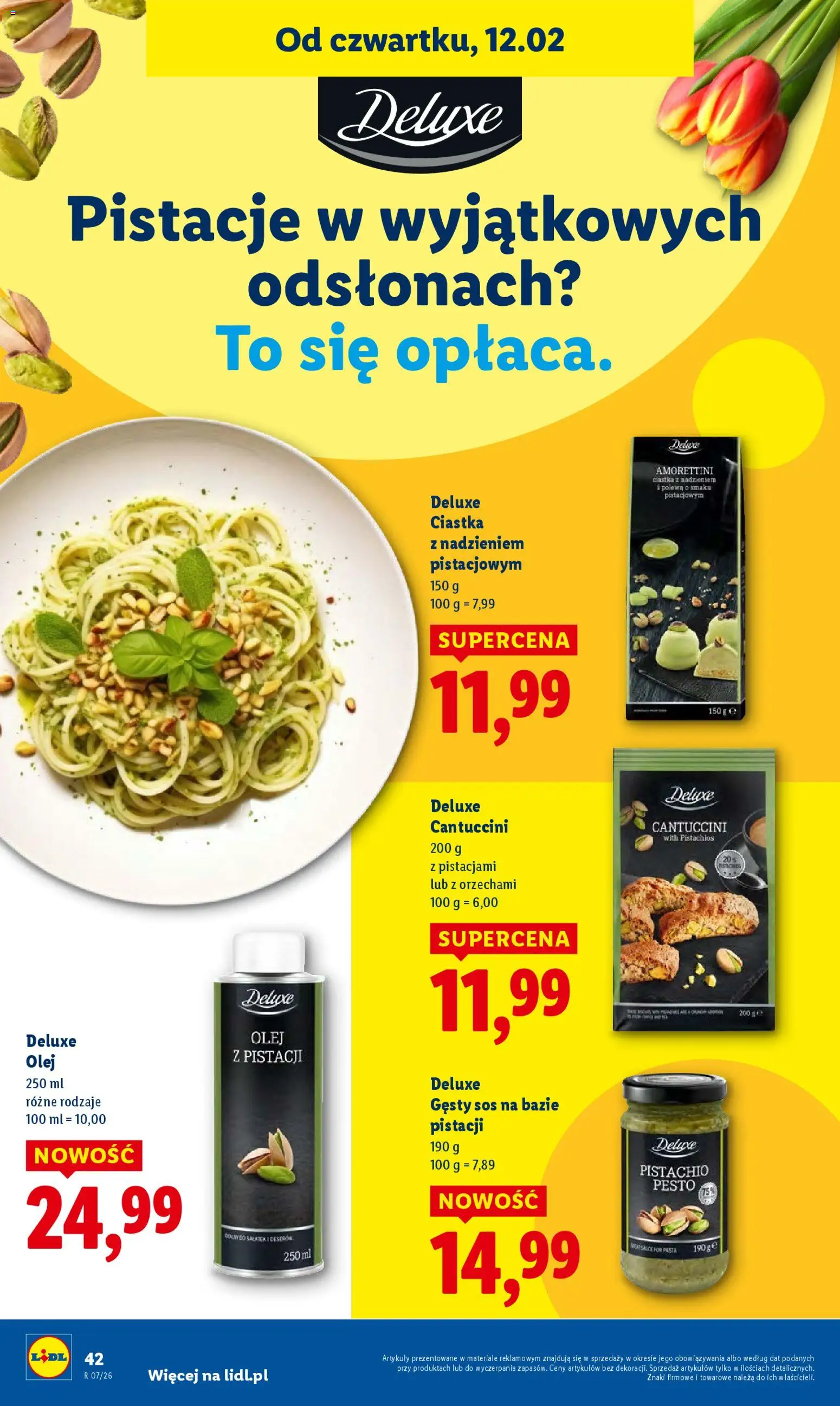 Lidl Gazetka od 12.02.2026 | Strona: 42 | Produkty: Cantuccini, Pesto, Ciastka, Sos