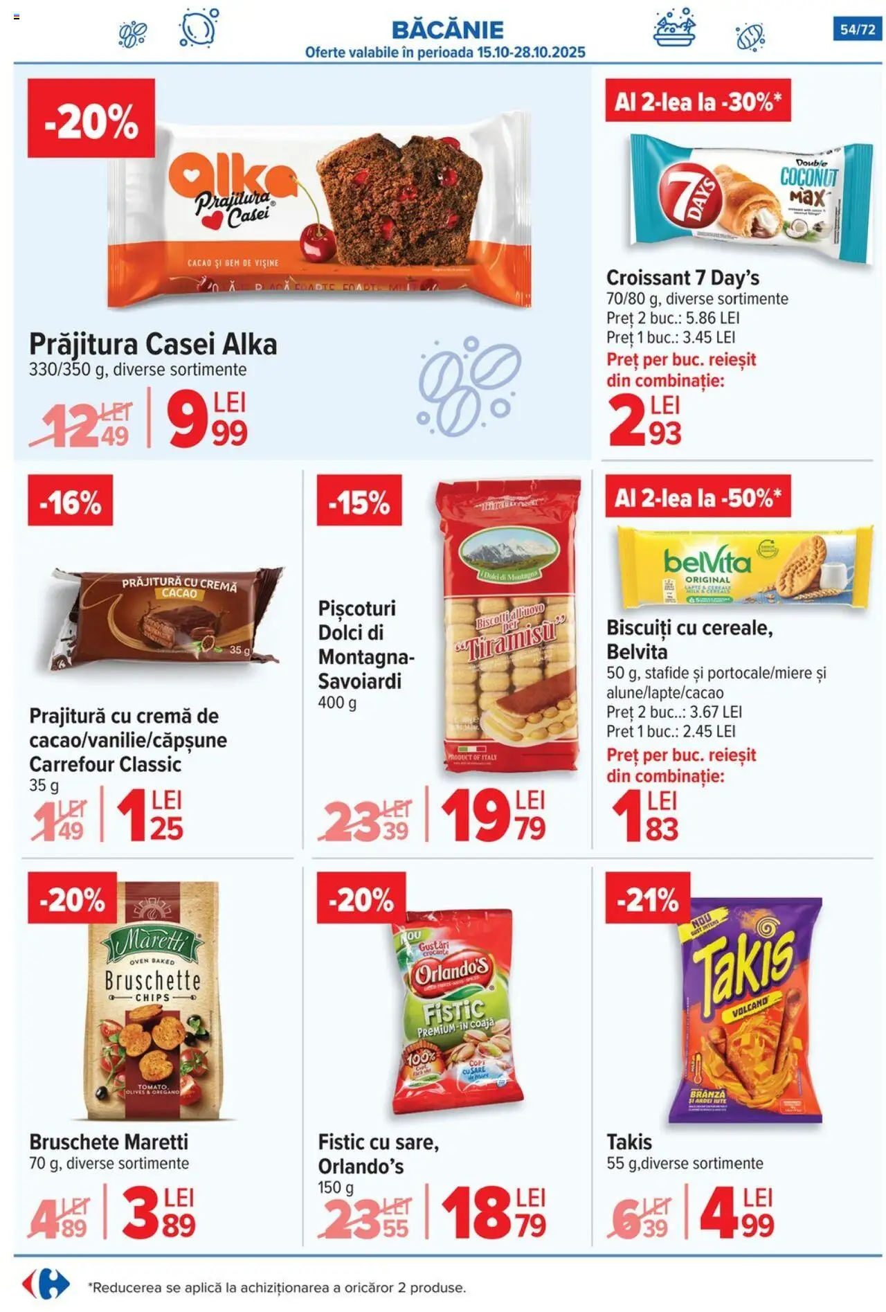 Noul catalog Carrefour – valabil de la 15.10.2025 | Pagină: 56 | Produse: Prăjitură, Brânză, Biscuiți, Stafide