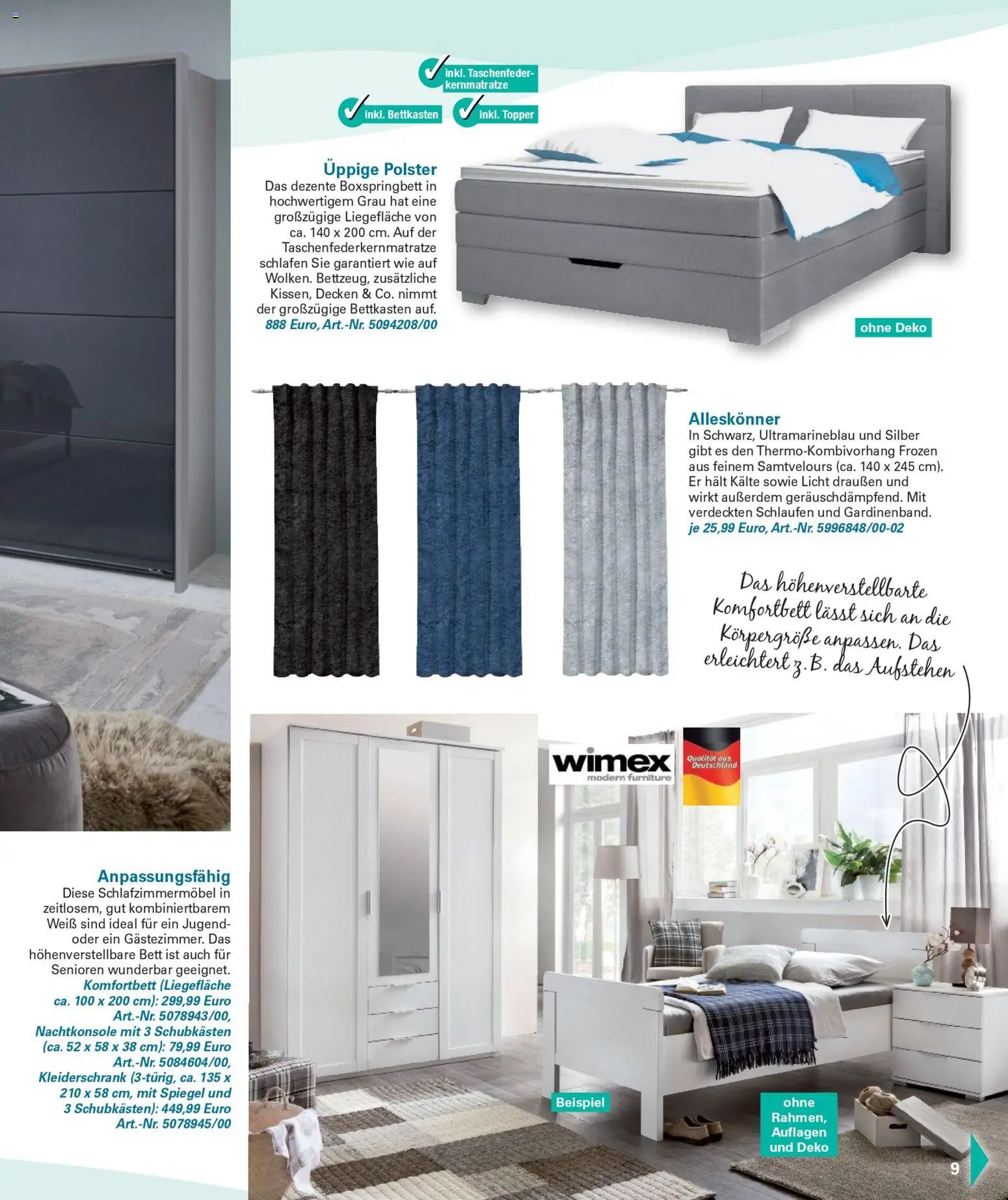 Poco Wohnwelt Winter 2025 – gültig ab 01.12.2025 | Seite: 9 | Produkte: Bett, Kleiderschrank, Boxspringbett, Spiegel